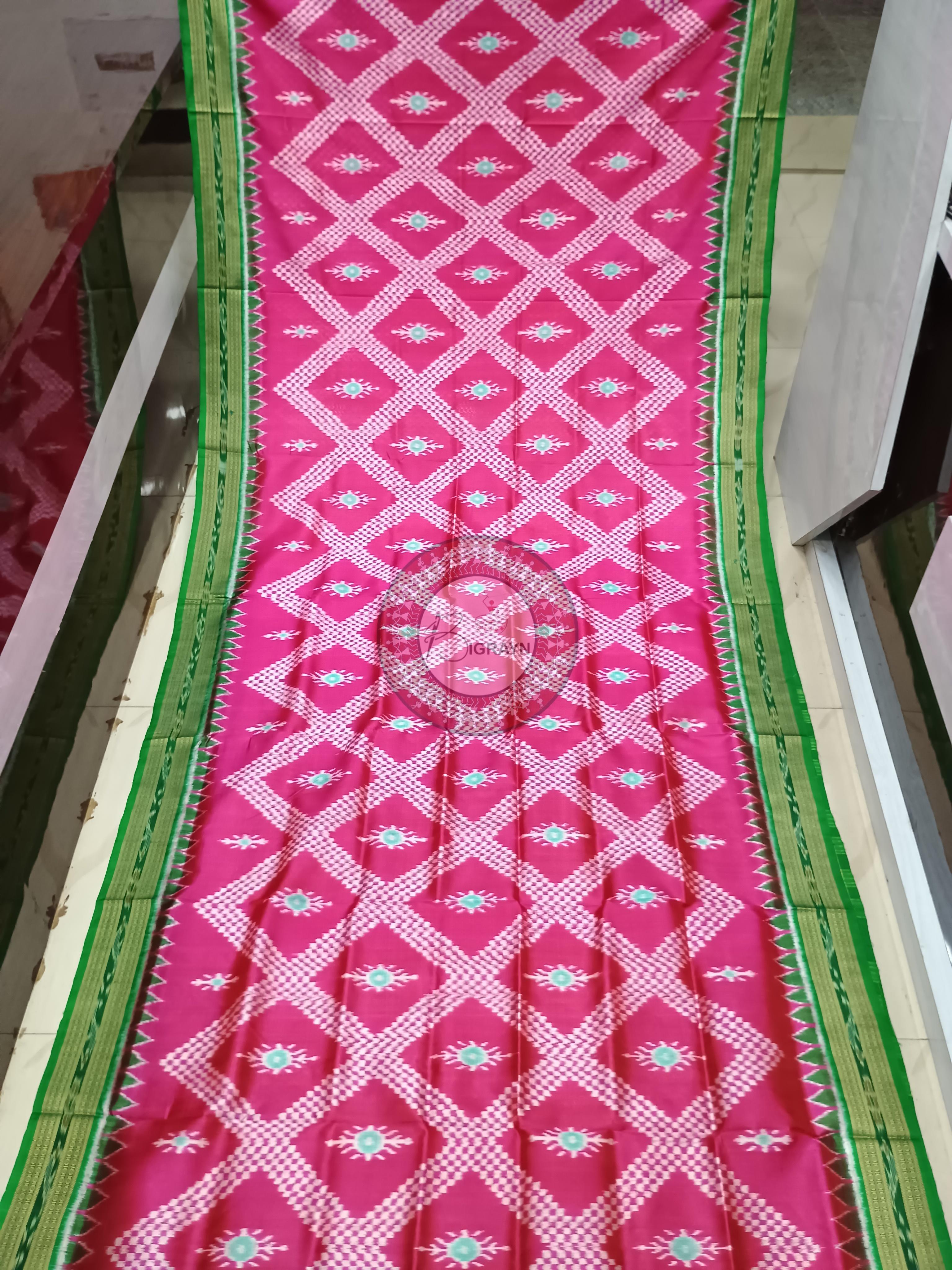 Magenta Green Tarabali Design Khandua Silk Saree