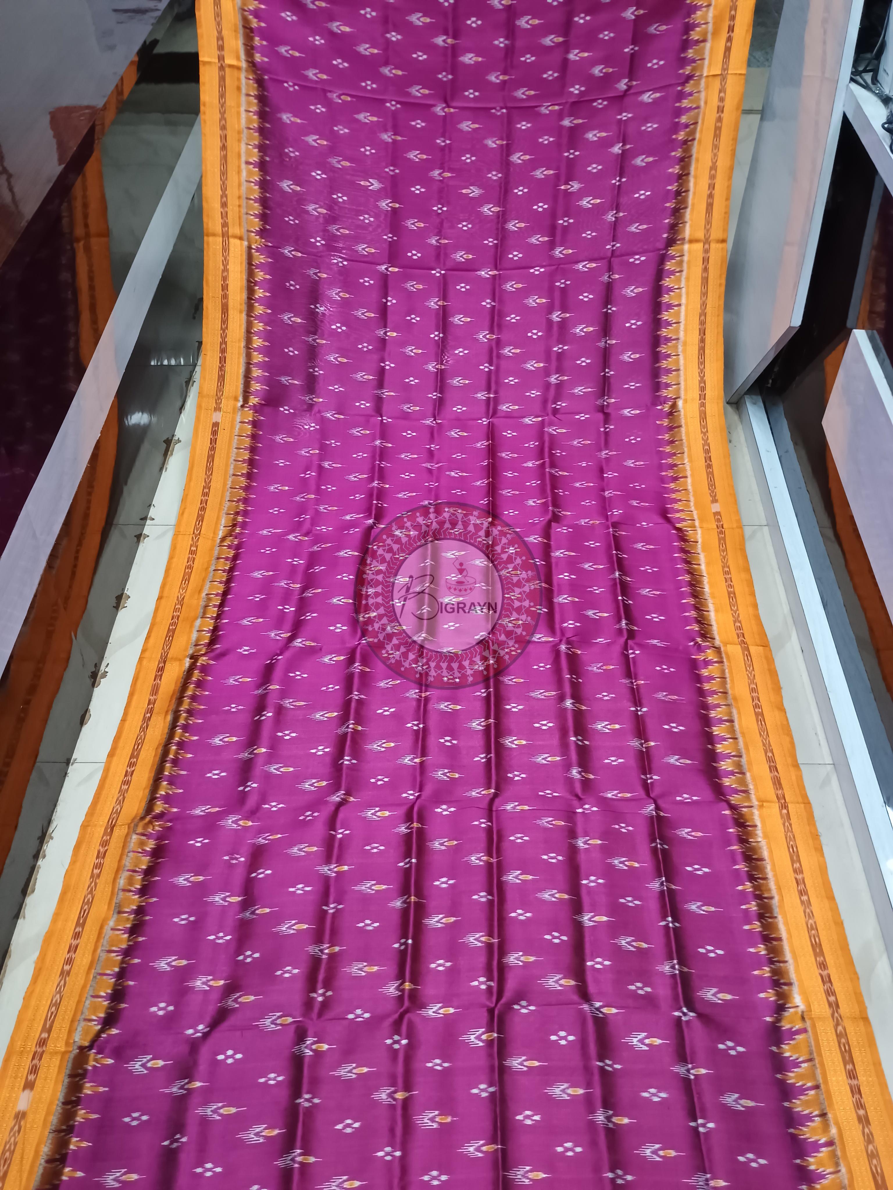Magenta Rust Mayur Chandrika Design Khandua Silk Saree