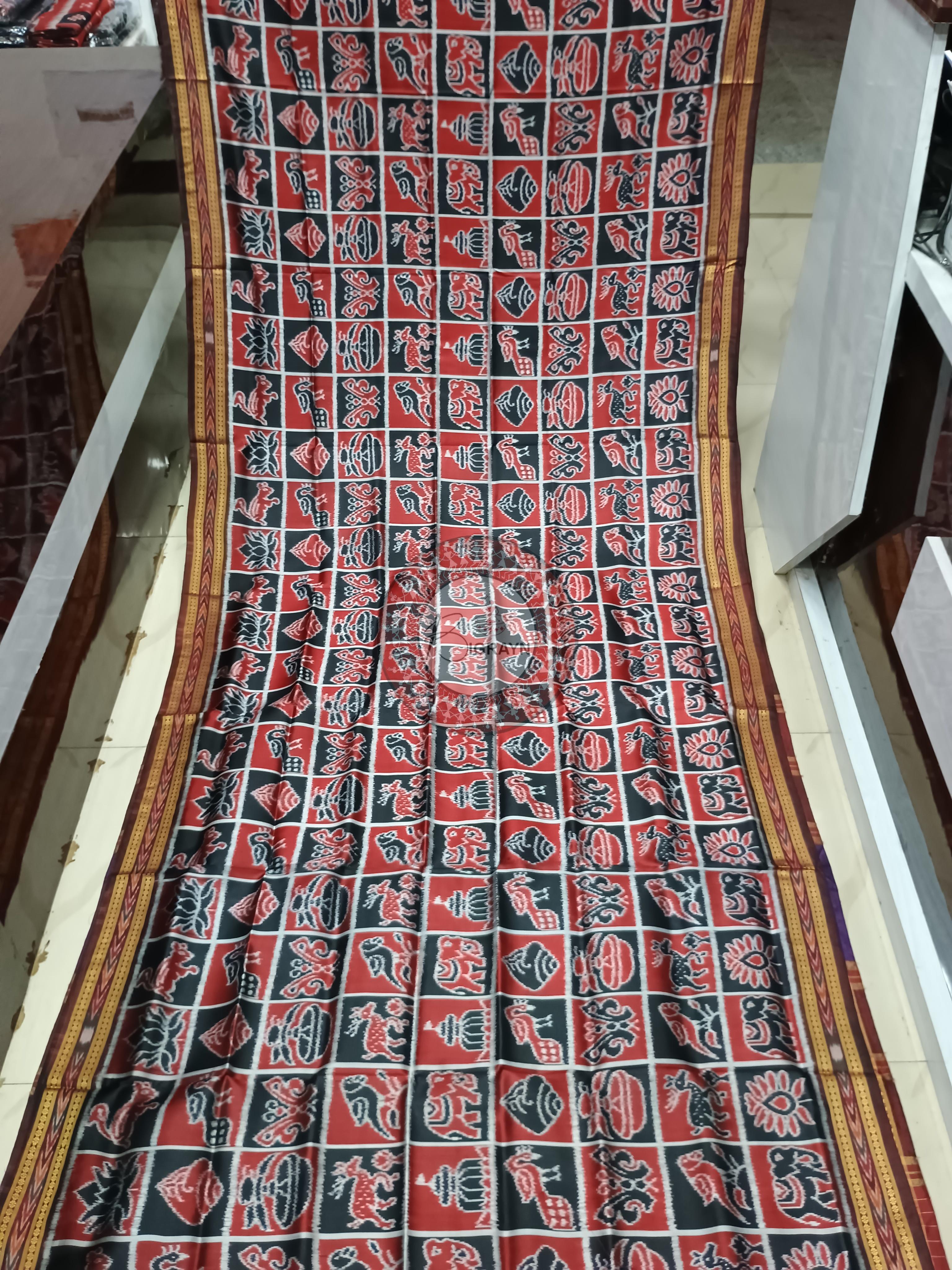Black Maroon Nabakothi Design Khandua Silk Saree