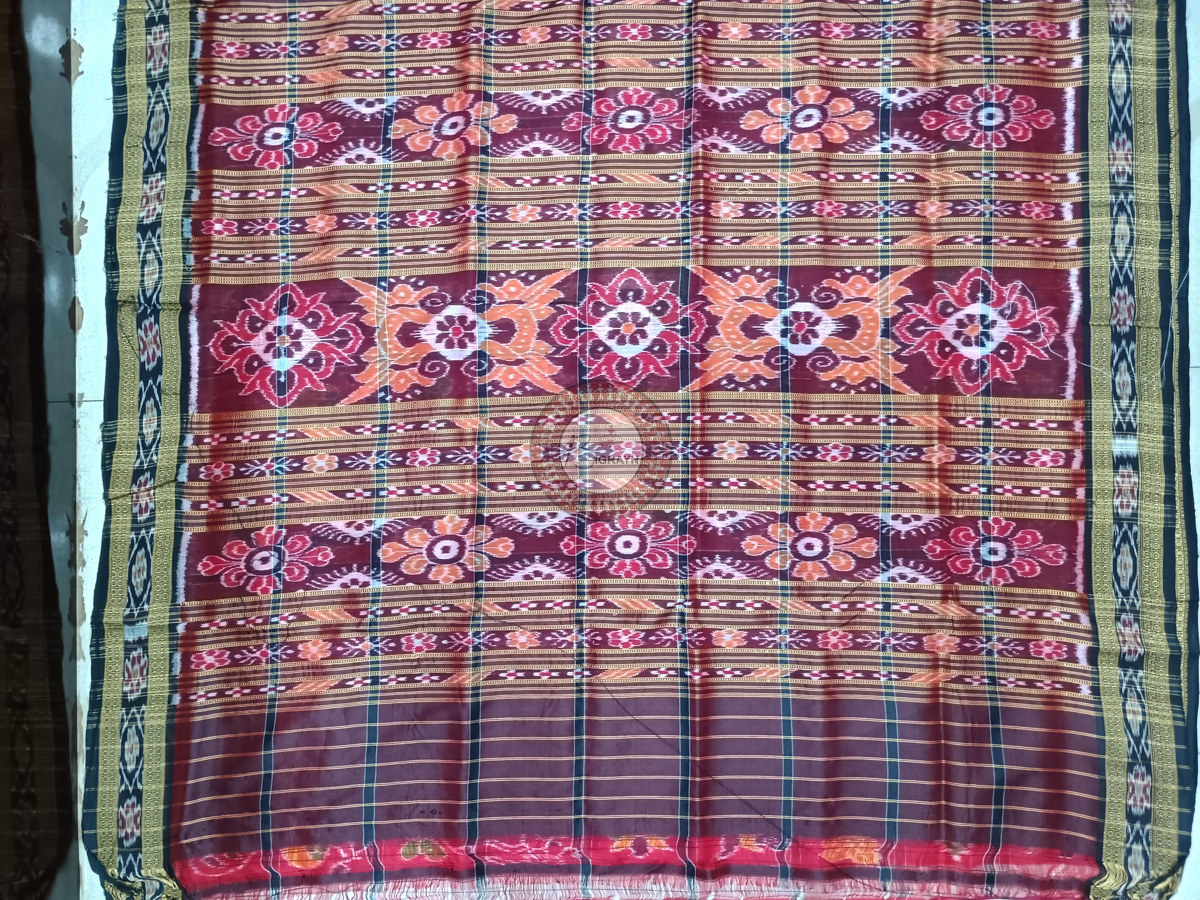 Red Black Nabakothi Design Khandua Silk Saree