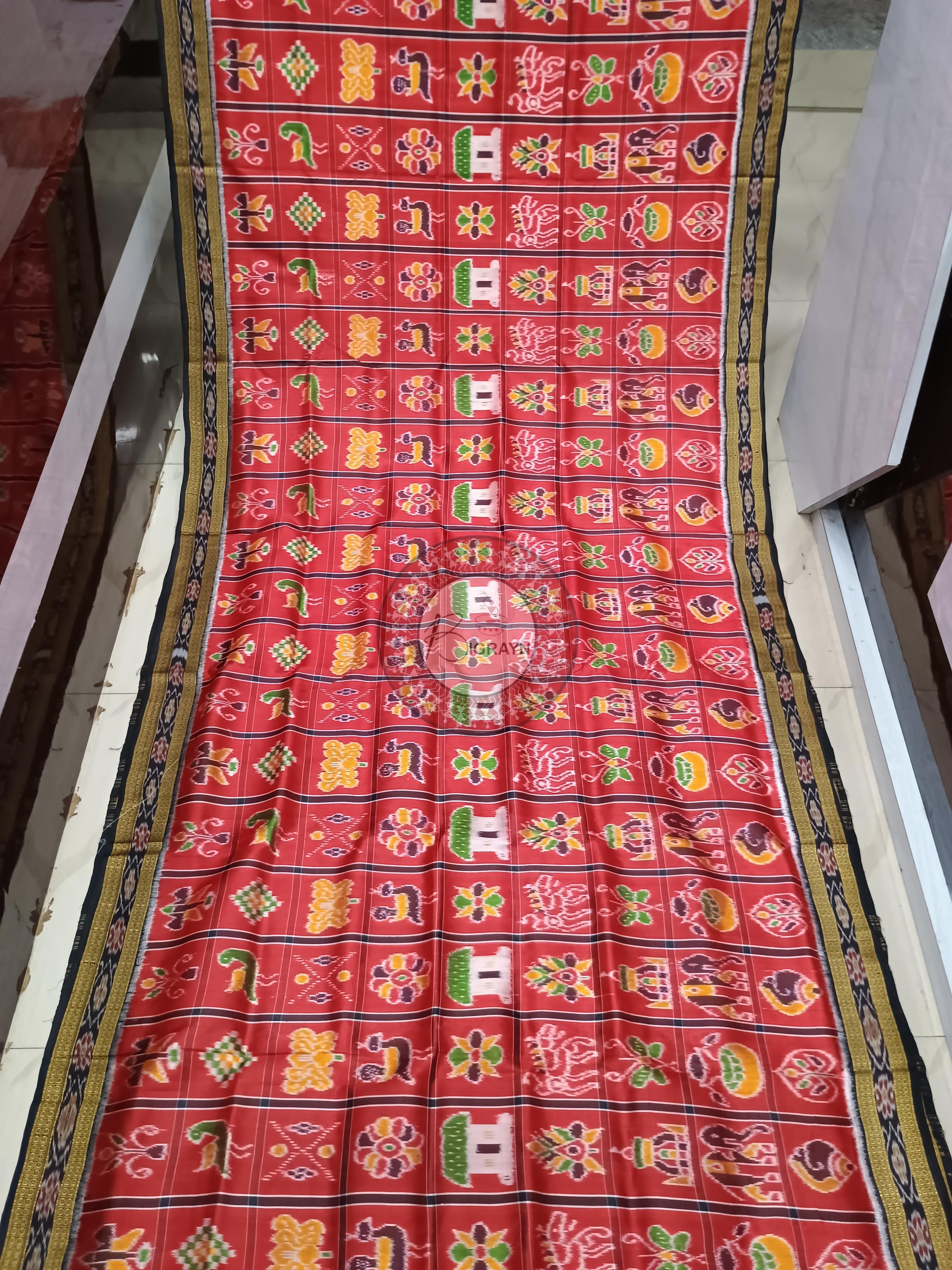 Red Black Nabakothi Design Khandua Silk Saree