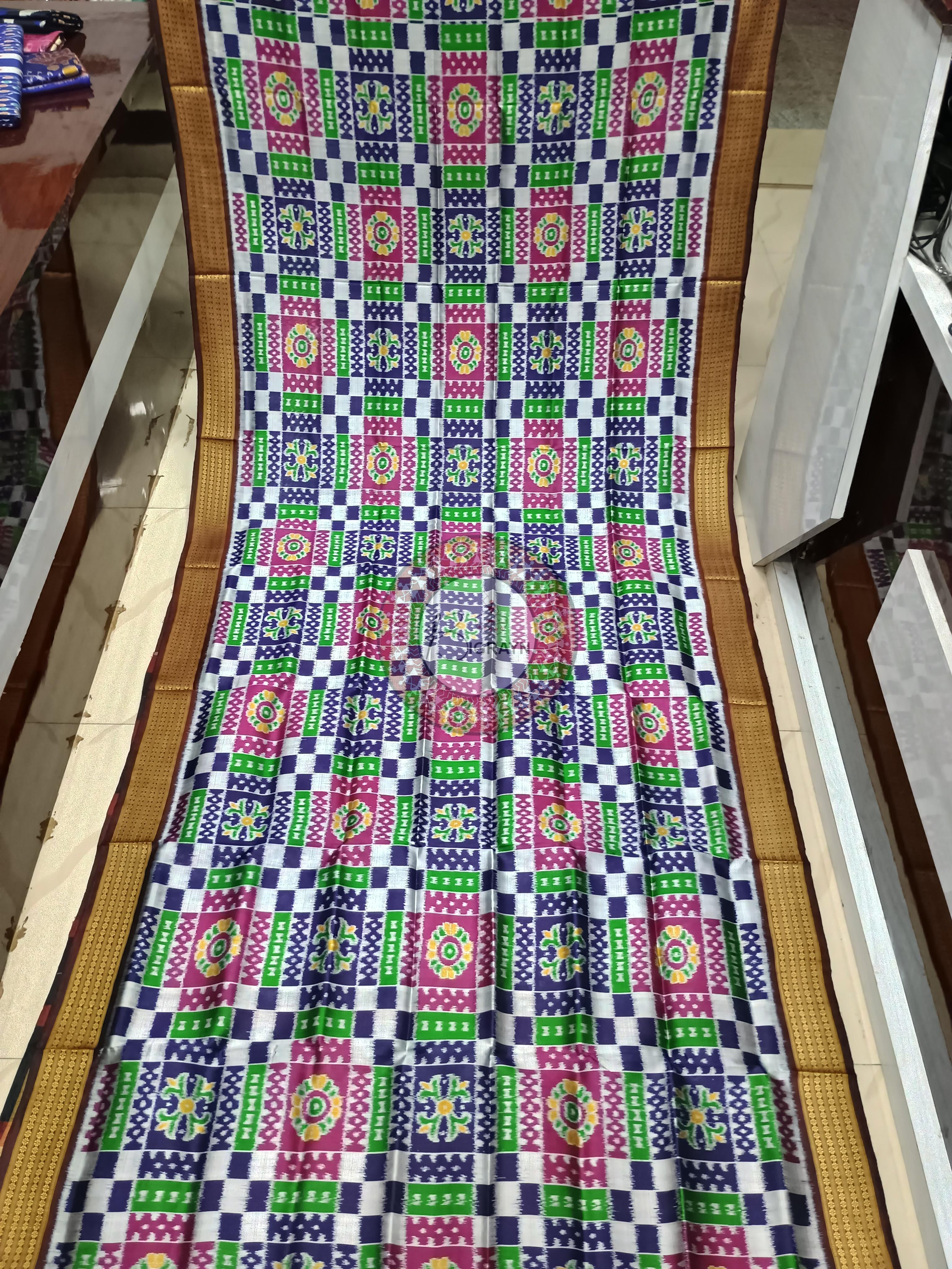 Blue Maroon Utkal Laxmi Design Khandua Silk Saree