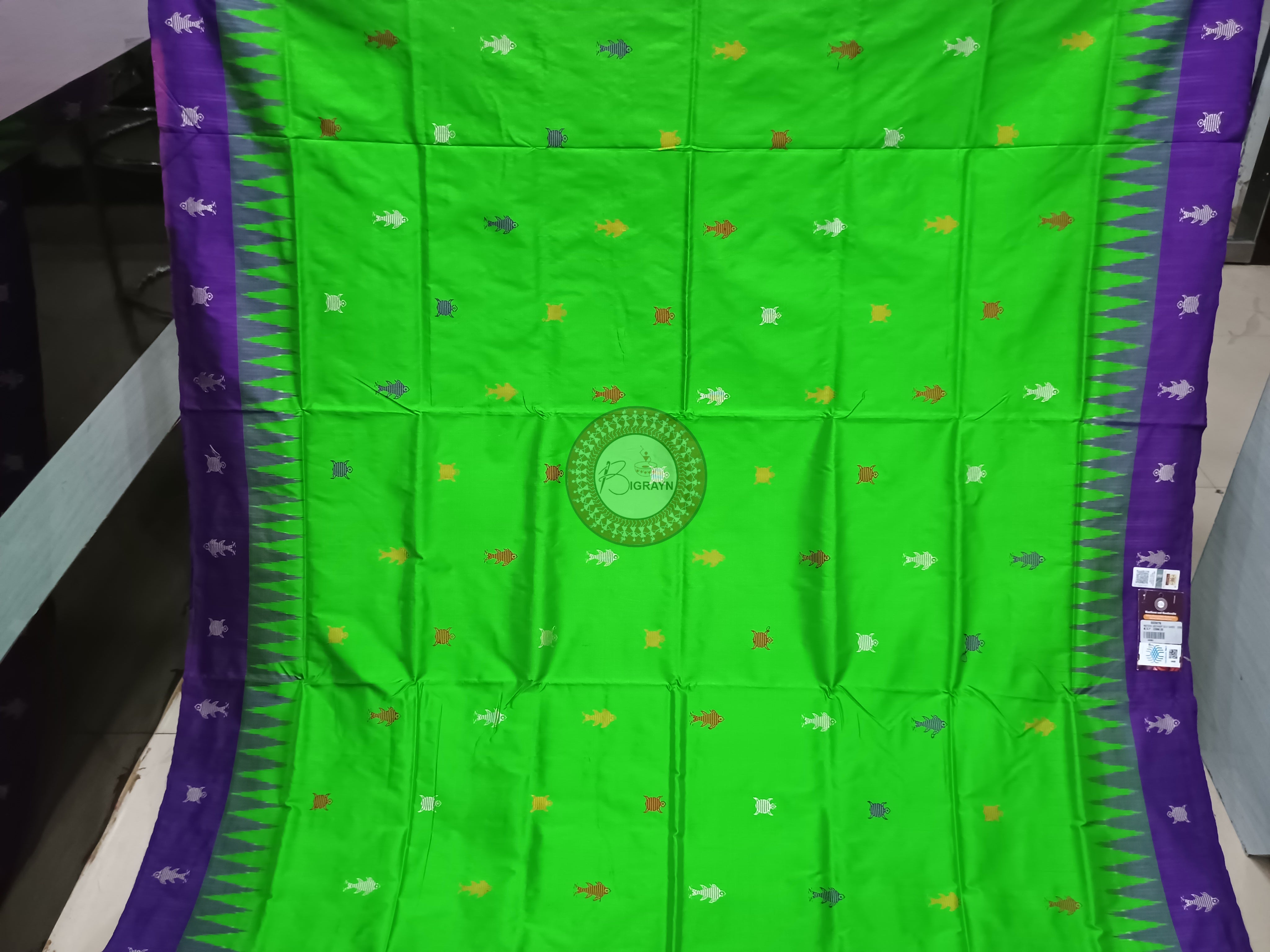 Green Purple Mastya Kachhap Bomkai Silk Saree