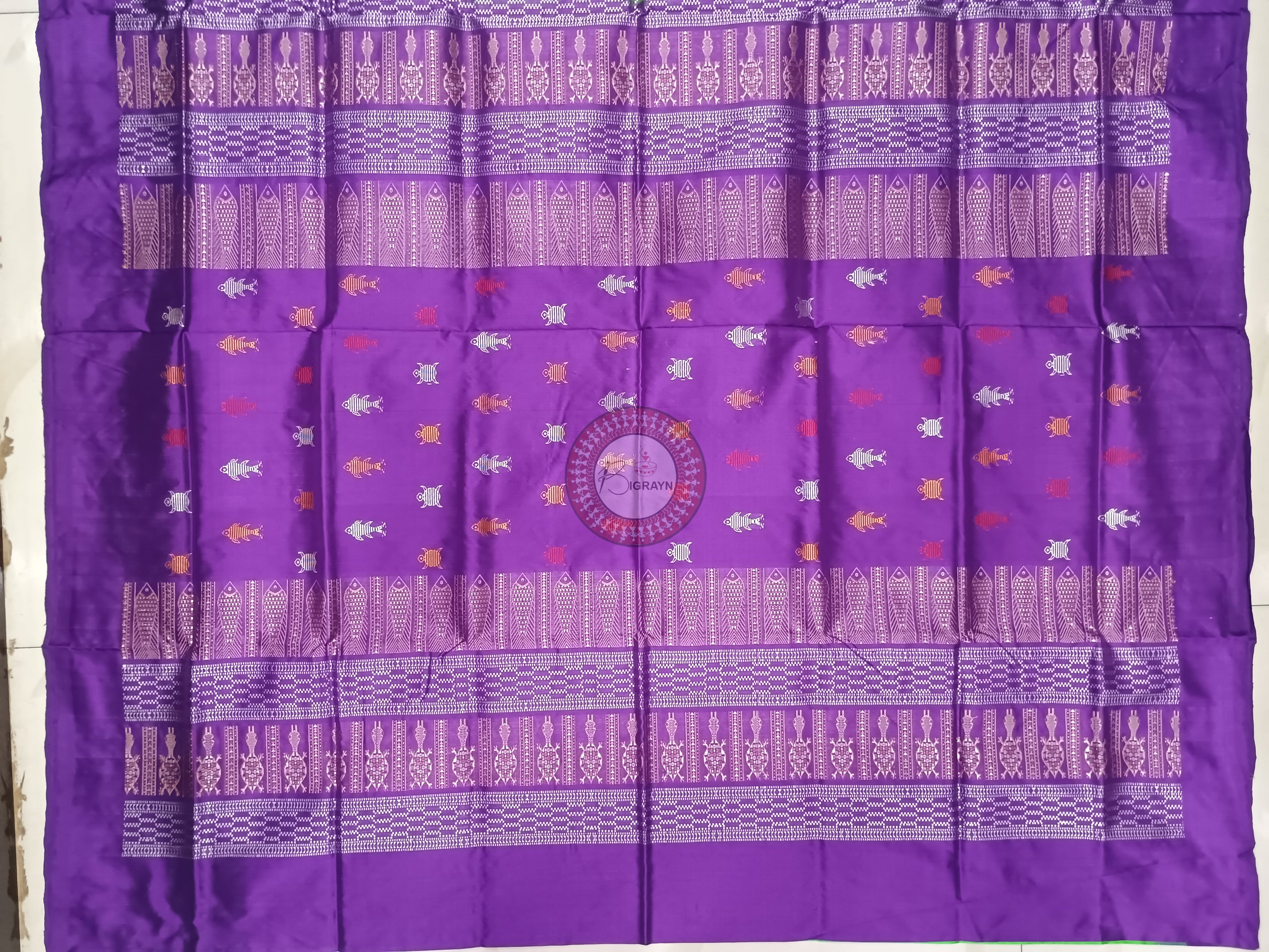 Green Purple Mastya Kachhap Bomkai Silk Saree