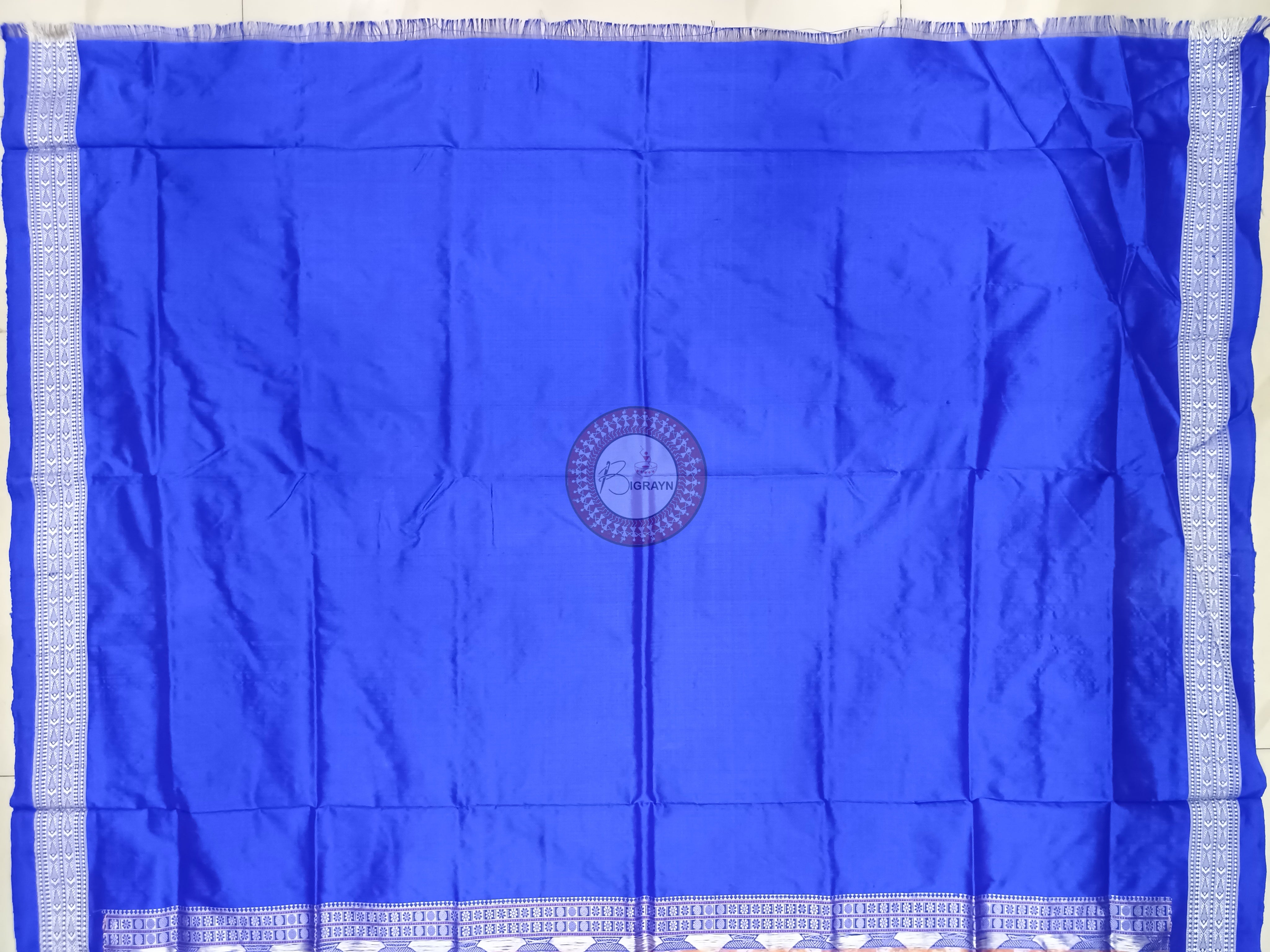 Parrot Green Blue Swastik Kalash Silk Saree