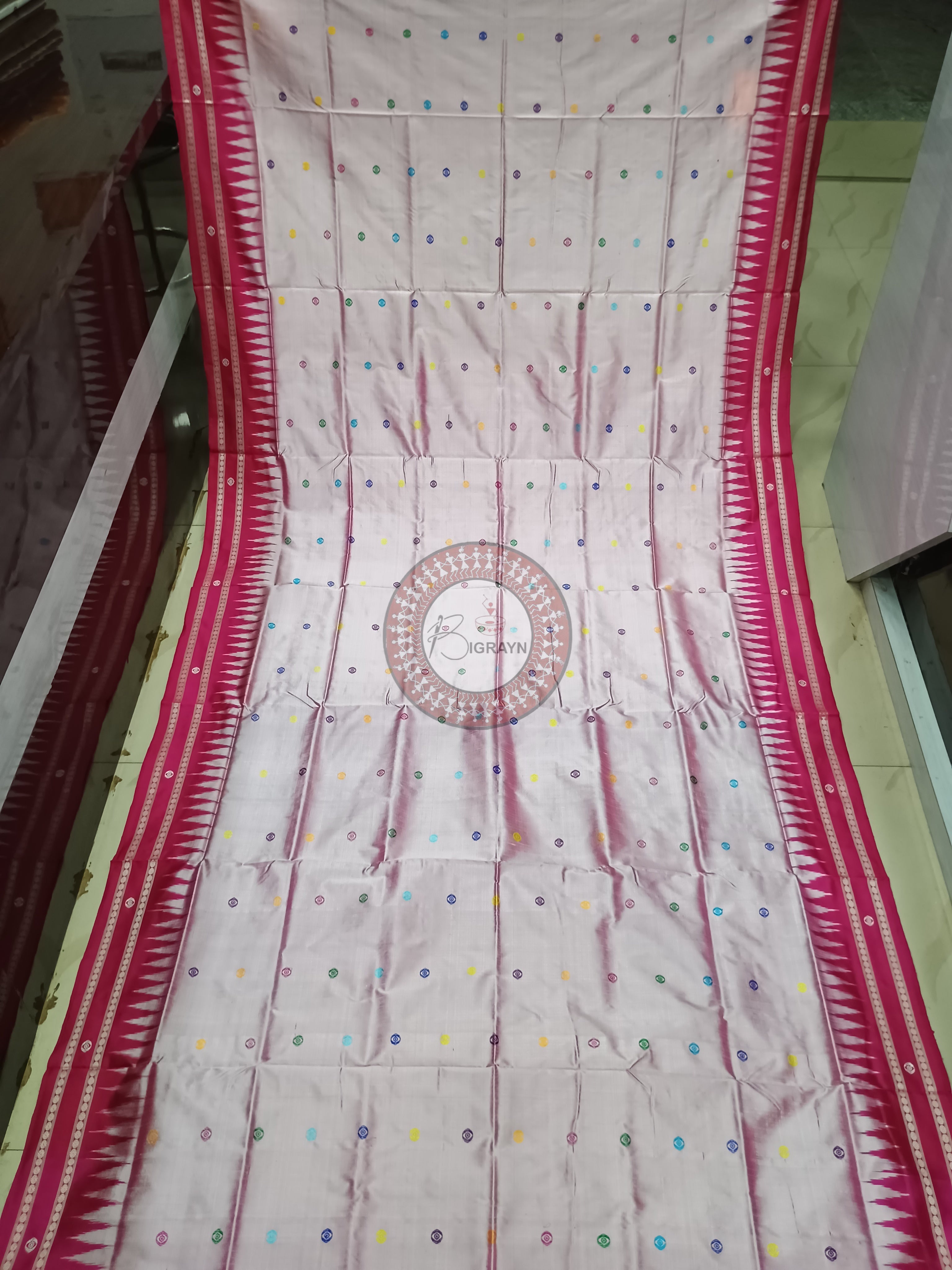 Pink Magenta Neela Chakra Sambalpuri Silk Saree