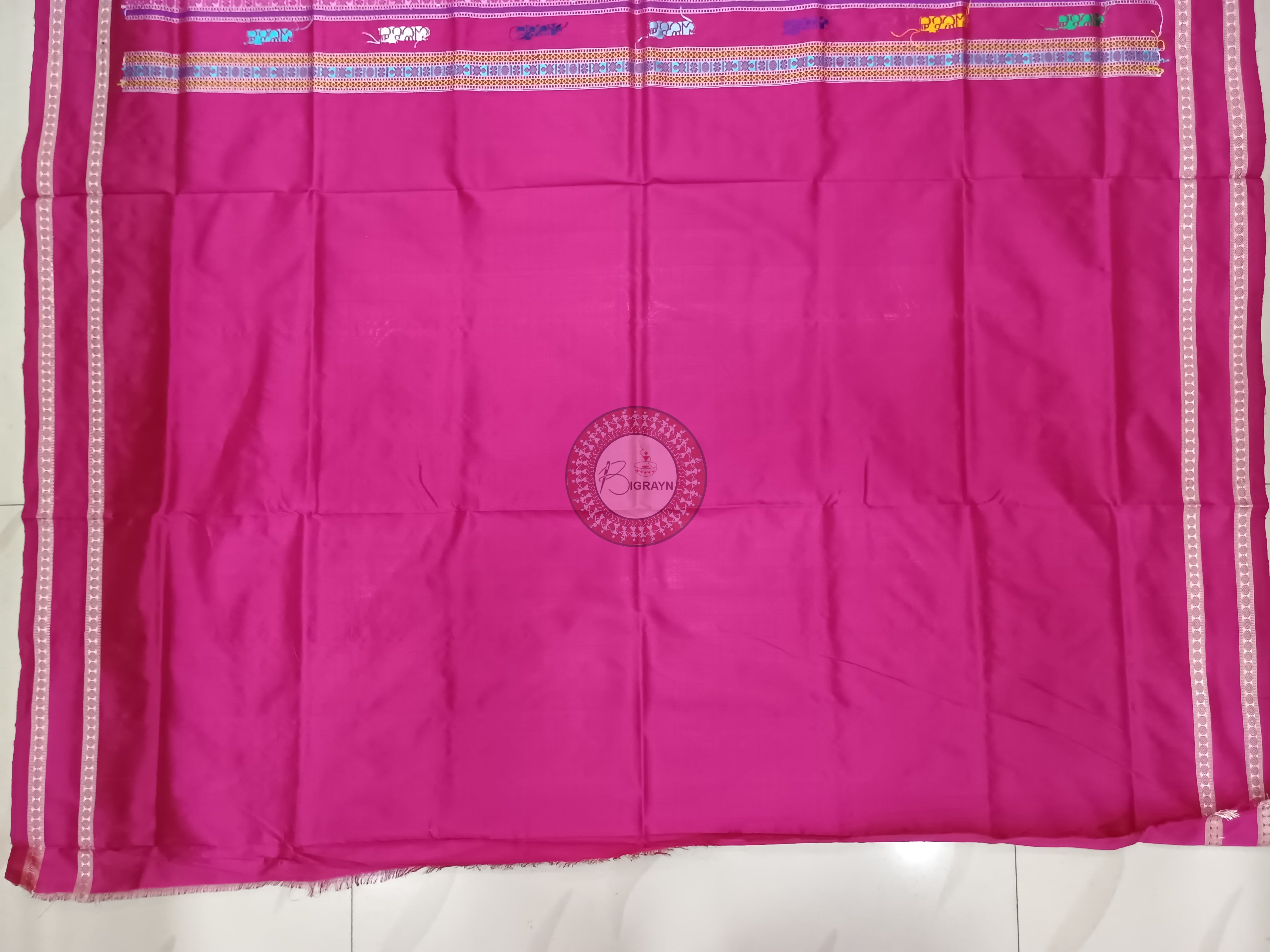 Orange Magenta Neela Chakra Sambalpuri Silk Saree