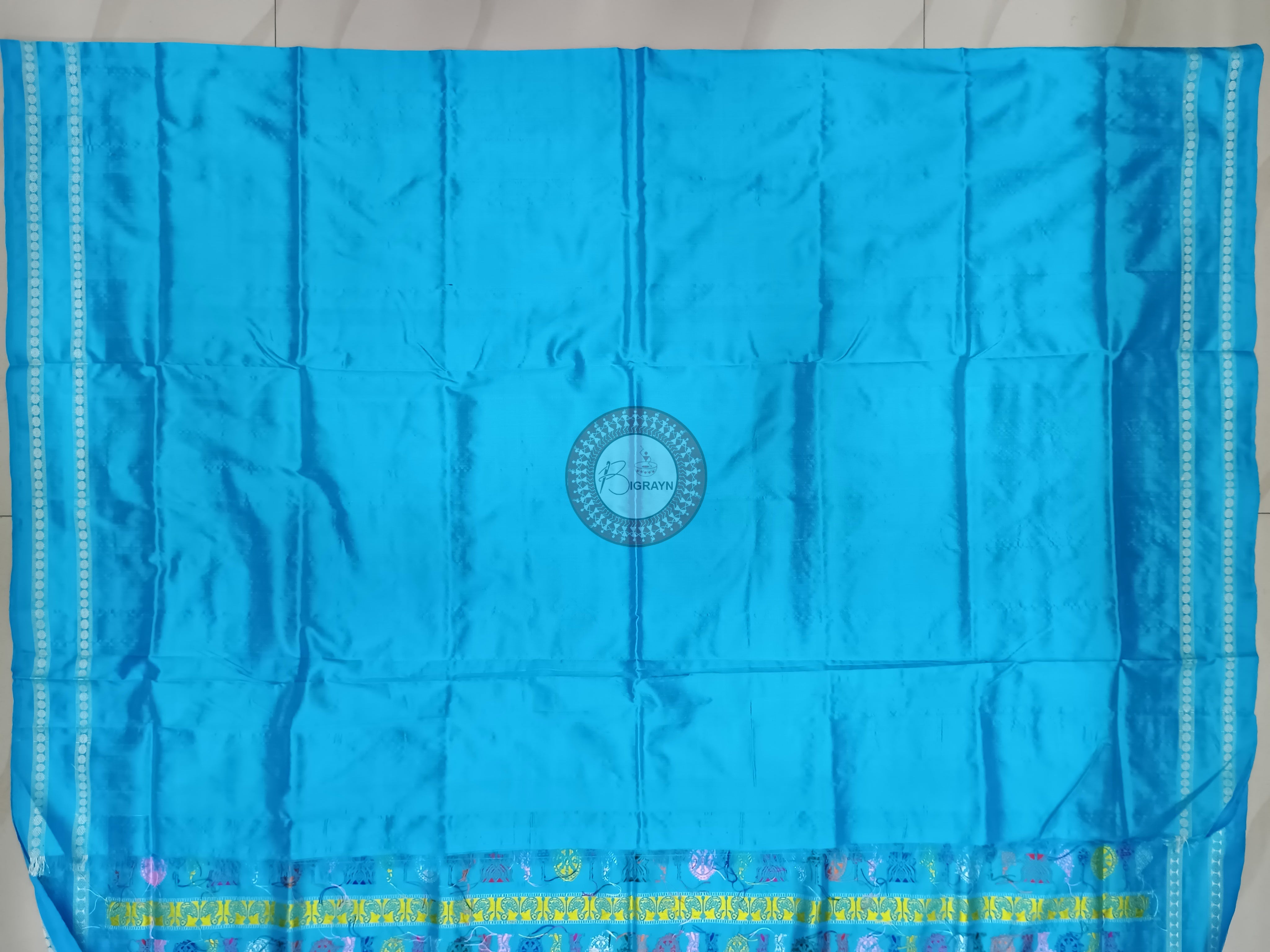 Blue Copper Sulphate Neela Chakra Sambalpuri Silk Saree