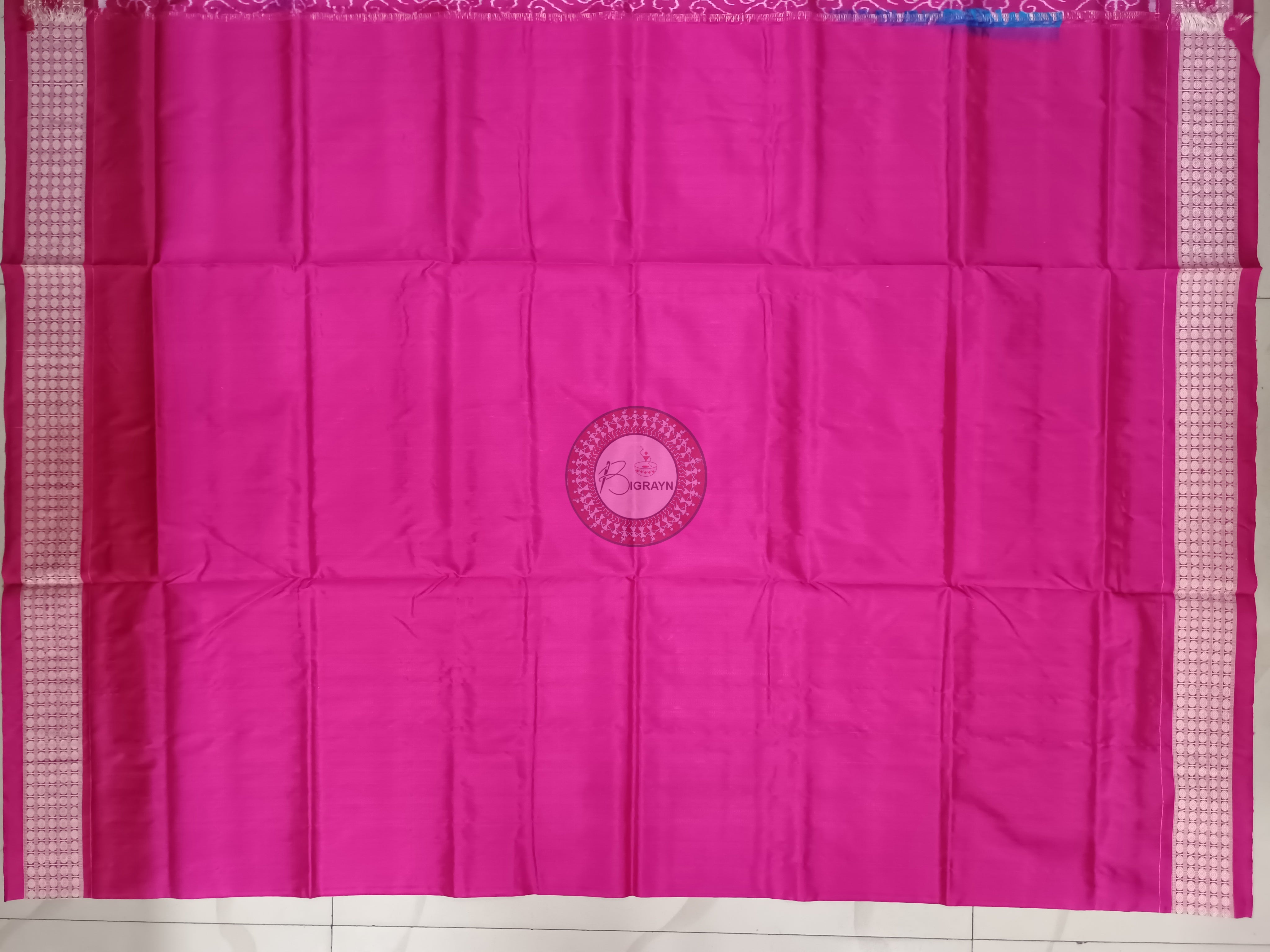 Sea Green Magenta Flower Ek Chandia Sambalpuri Silk Saree