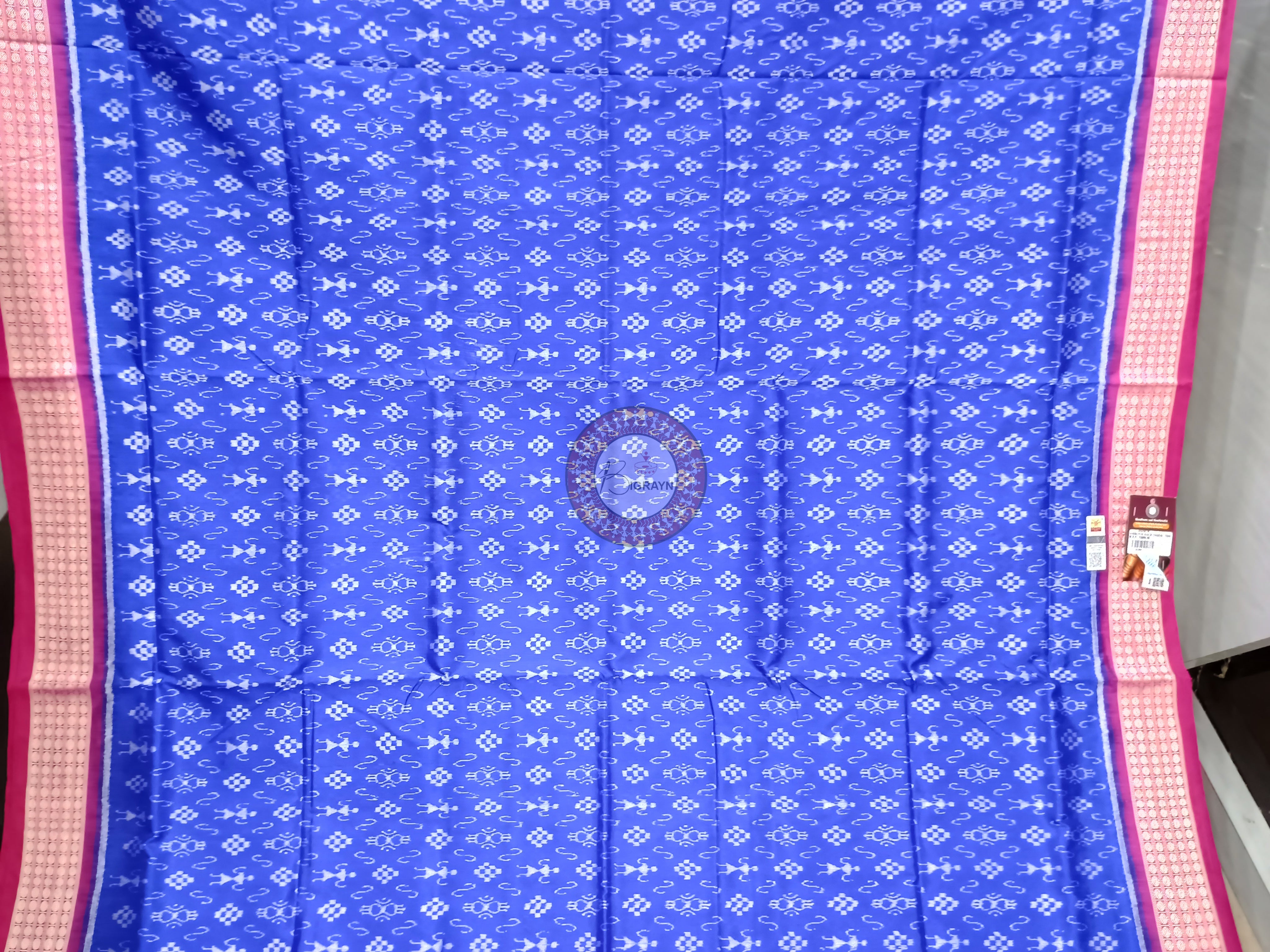 Blue Magenta Tribal Ek Chandia Sambalpuri Silk Saree