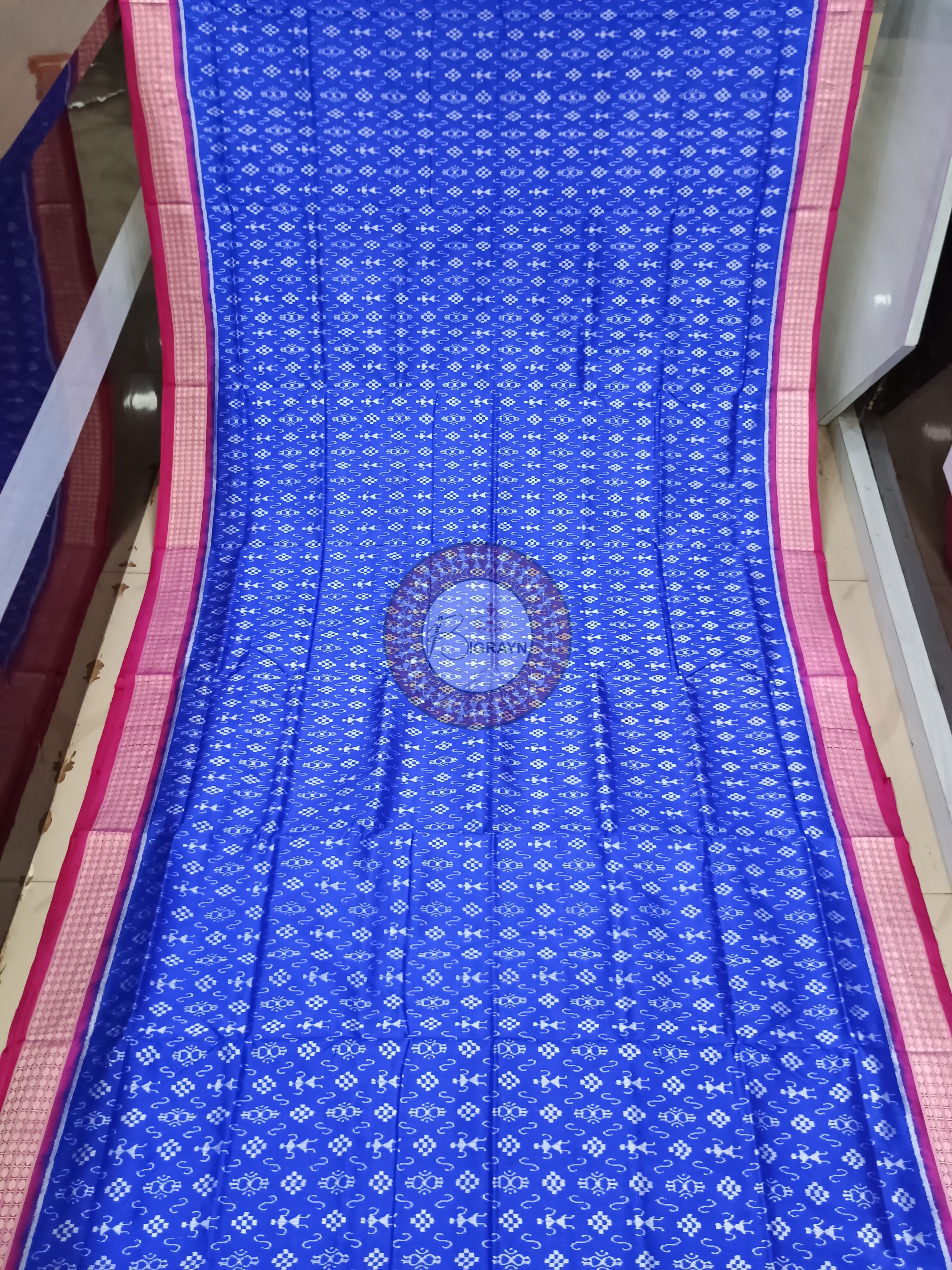 Blue Magenta Tribal Ek Chandia Sambalpuri Silk Saree