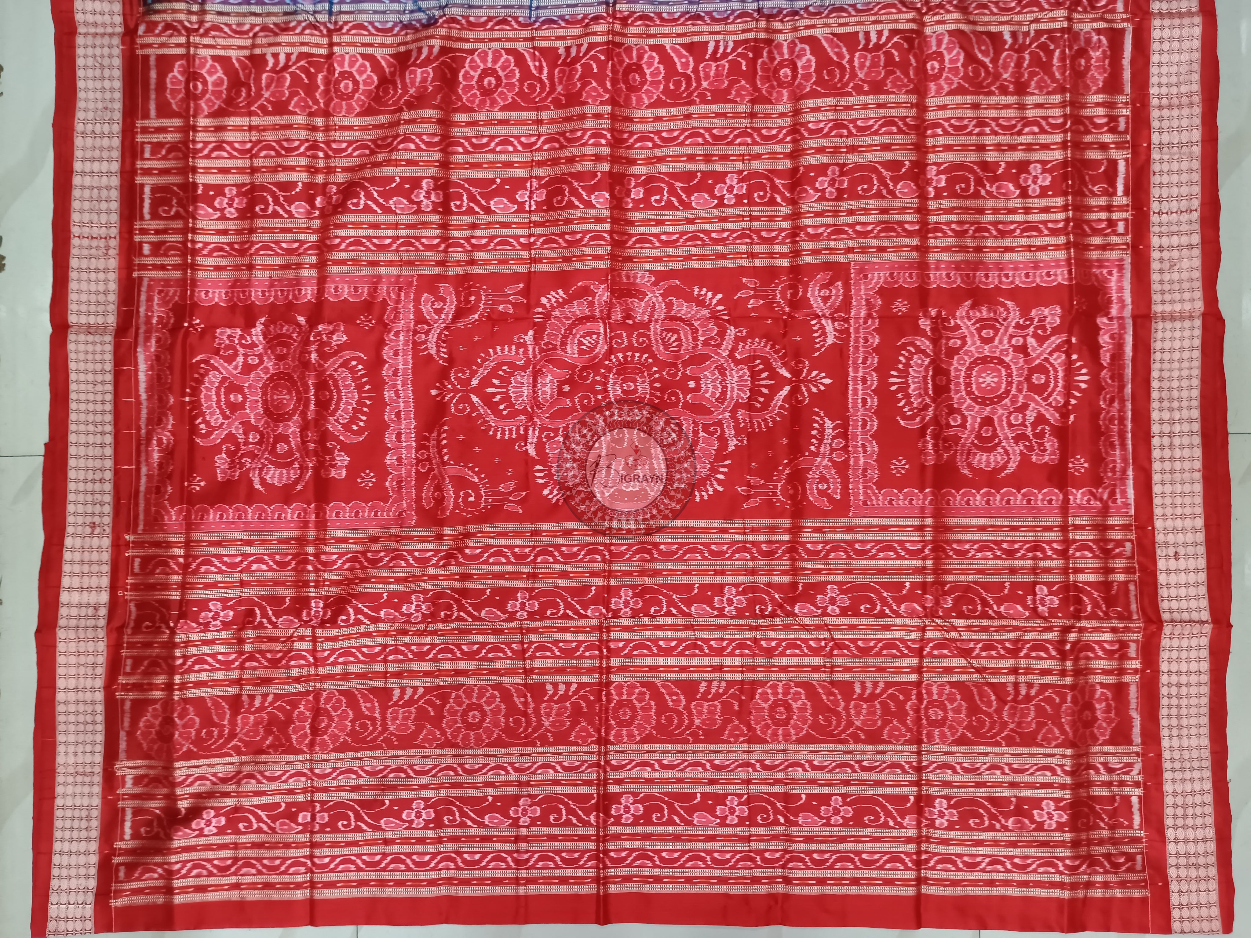 Copper Sulphate Red Tree Sambalpuri Silk Saree