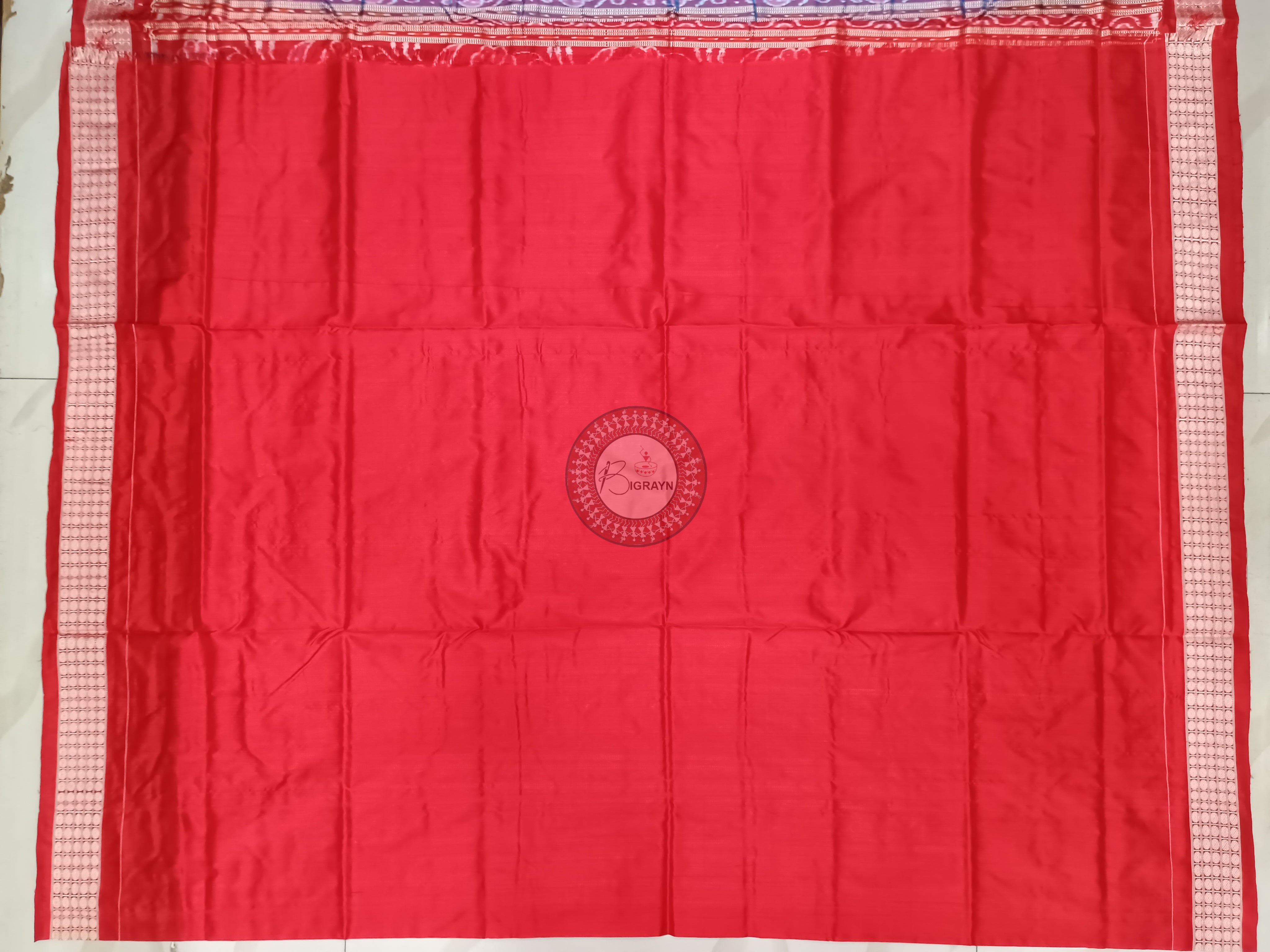 Copper Sulphate Red Tree Sambalpuri Silk Saree