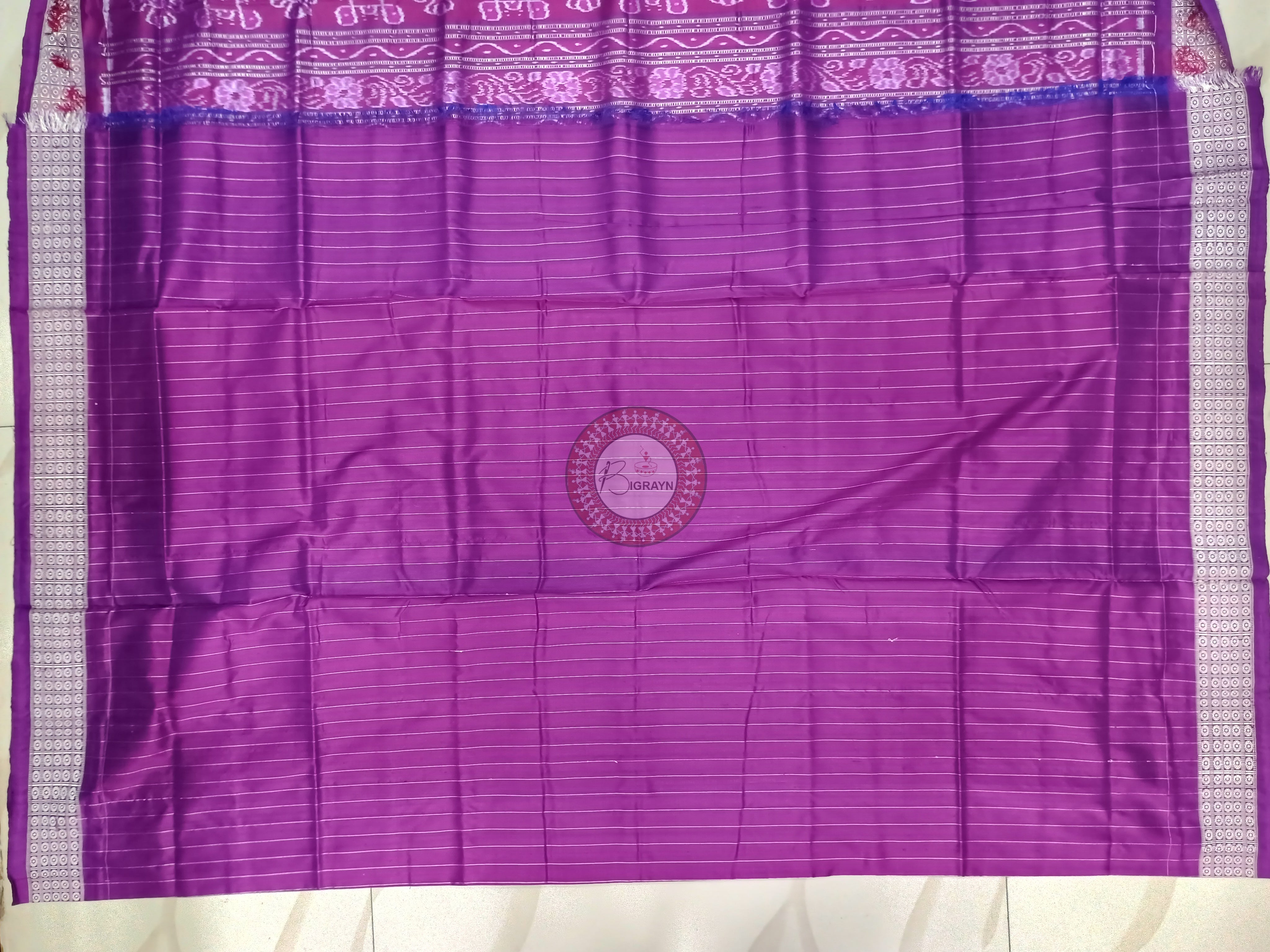 Blue Purple Animal Bandha Sambalpuri Silk Saree