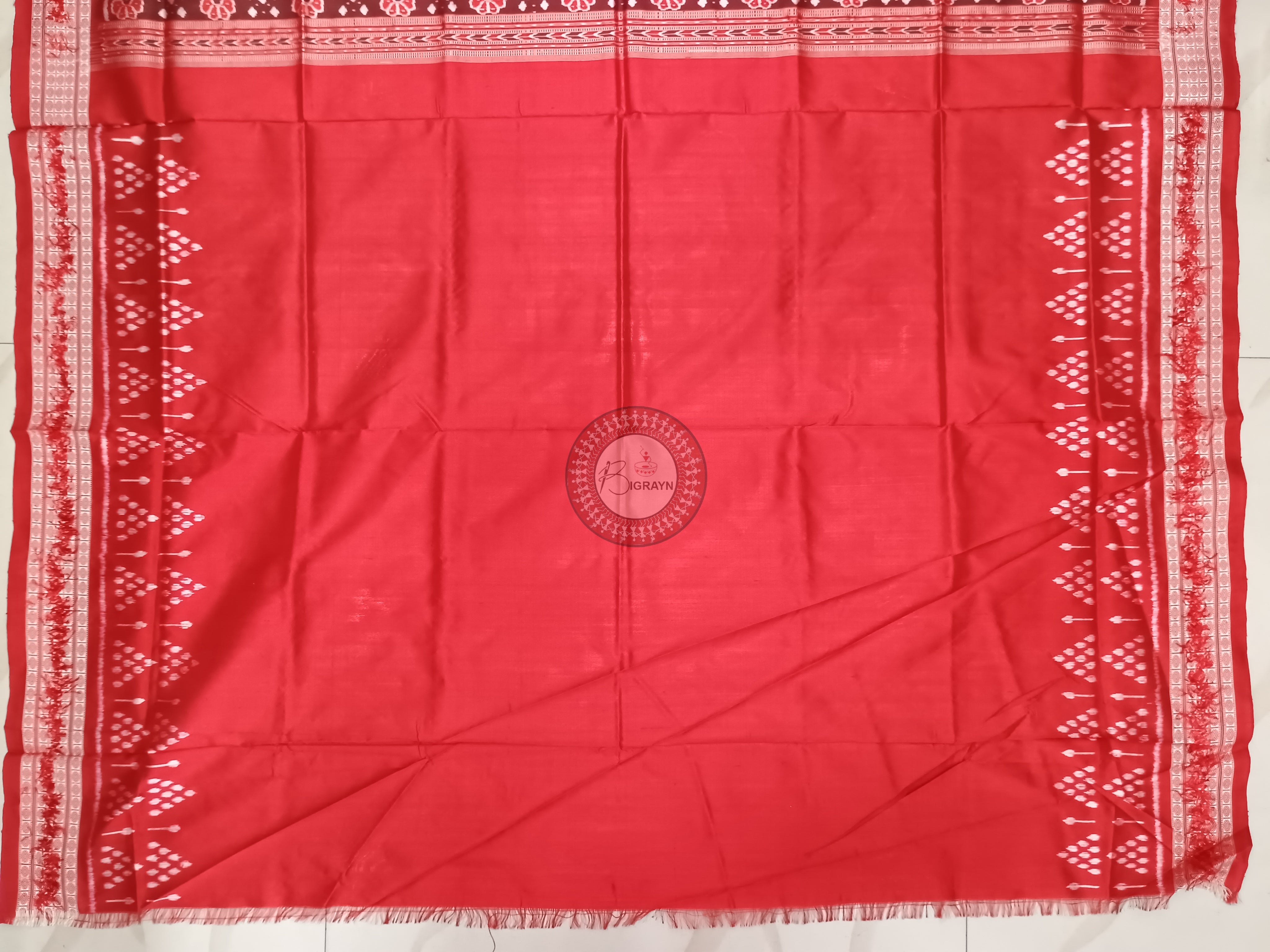 Maroon Red Scot Chita Design Sambalpuri Silk Saree