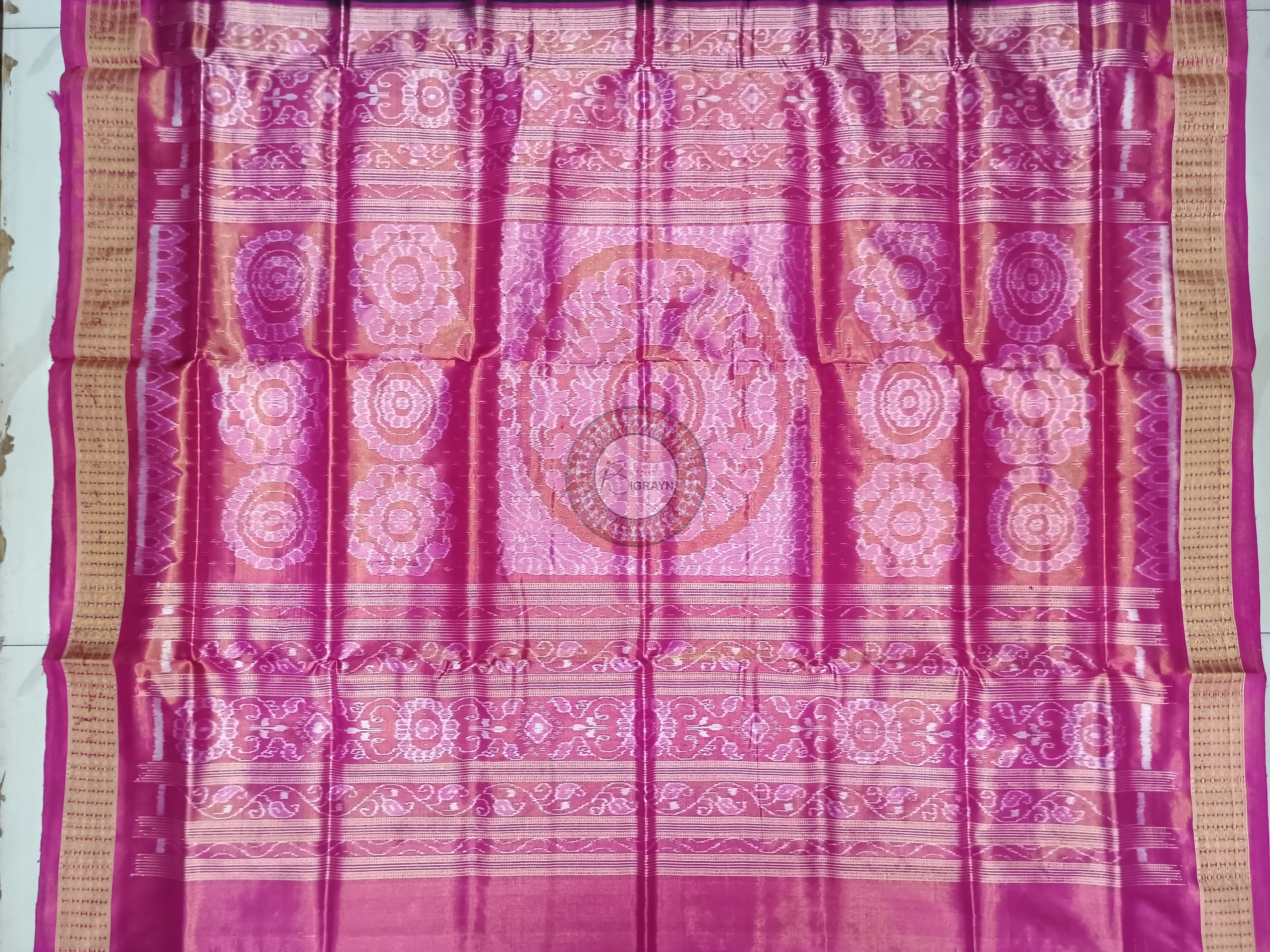 "Odisha Handloom Tissue Silk Saree with shimmering texture, elegant zari border, and lightweight drape, handcrafted by artisans"