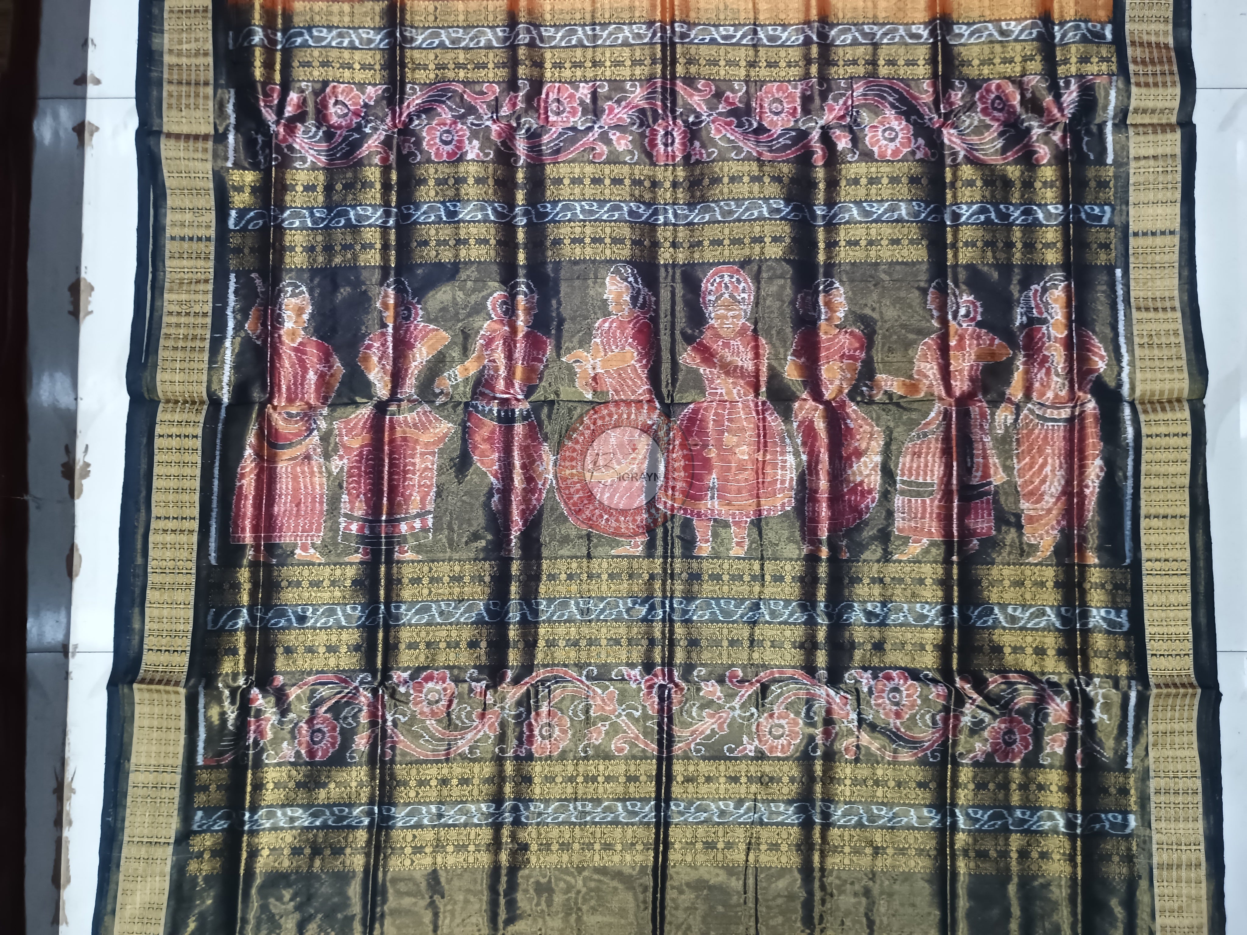 "Odisha Handloom Tissue Silk Saree with shimmering texture, elegant zari border, and lightweight drape, handcrafted by artisans"