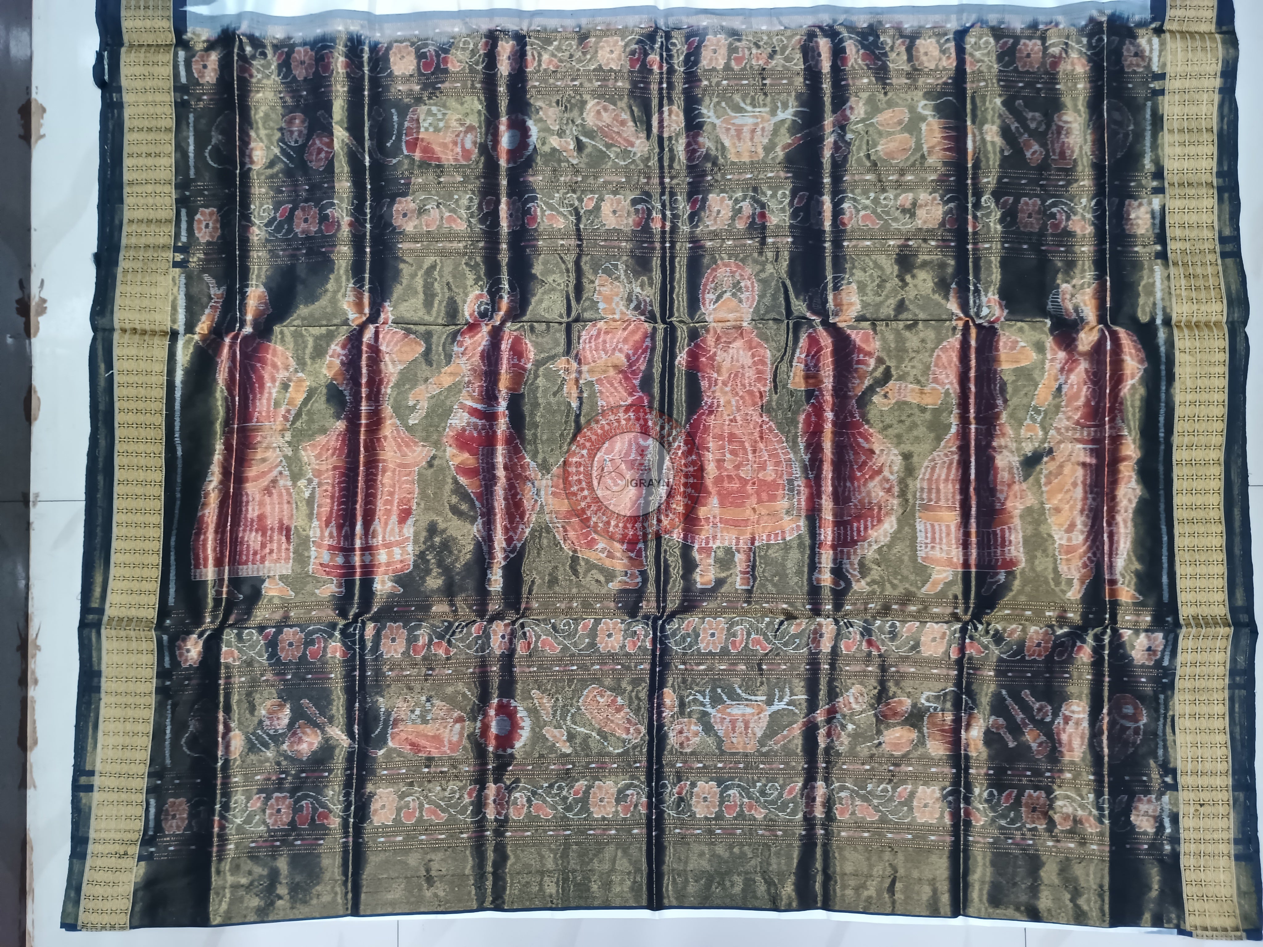 "Odisha Handloom Tissue Silk Saree with shimmering texture, elegant zari border, and lightweight drape, handcrafted by artisans"