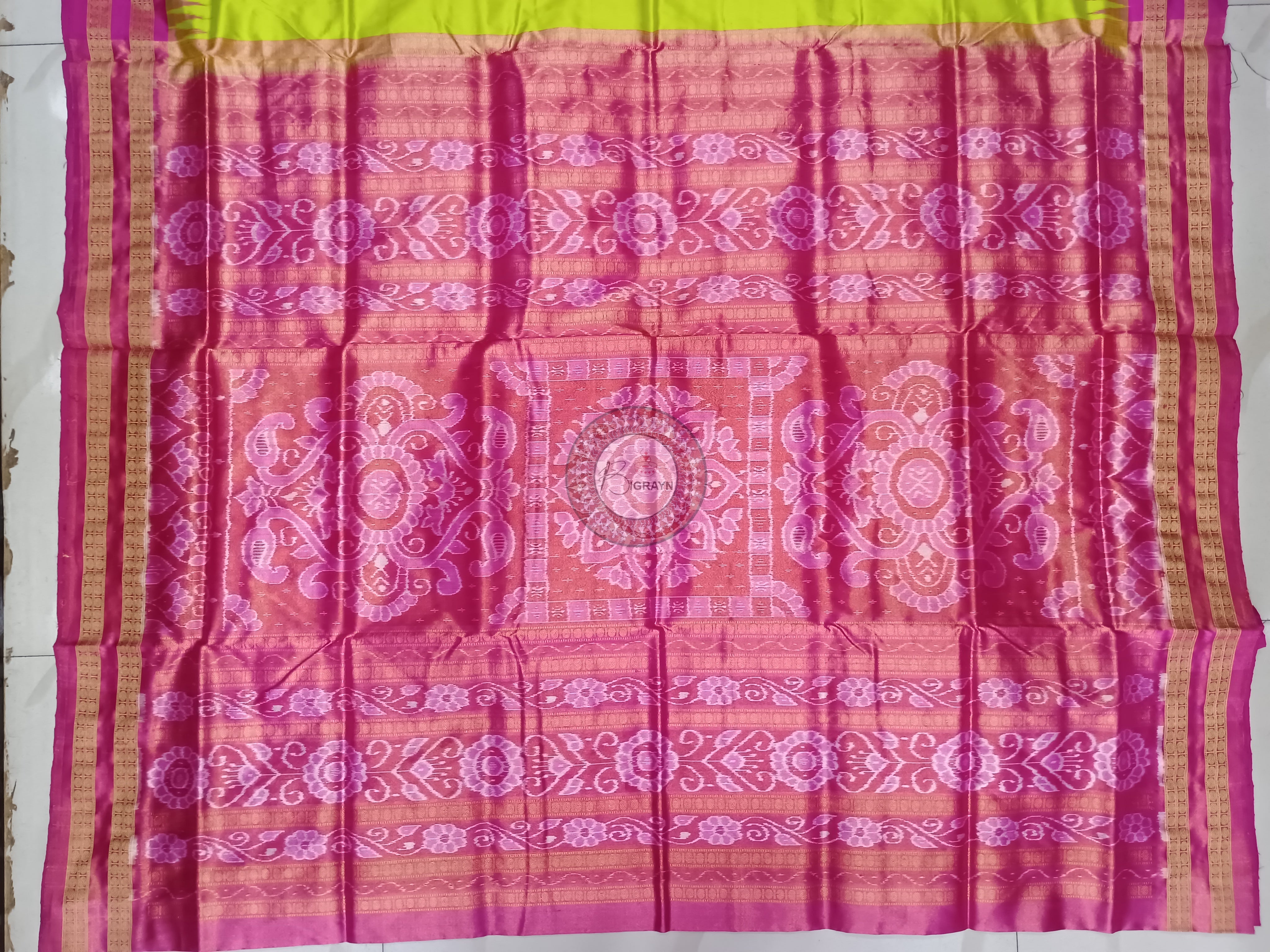 "Odisha Handloom Tissue Silk Saree with shimmering texture, elegant zari border, and lightweight drape, handcrafted by artisans"