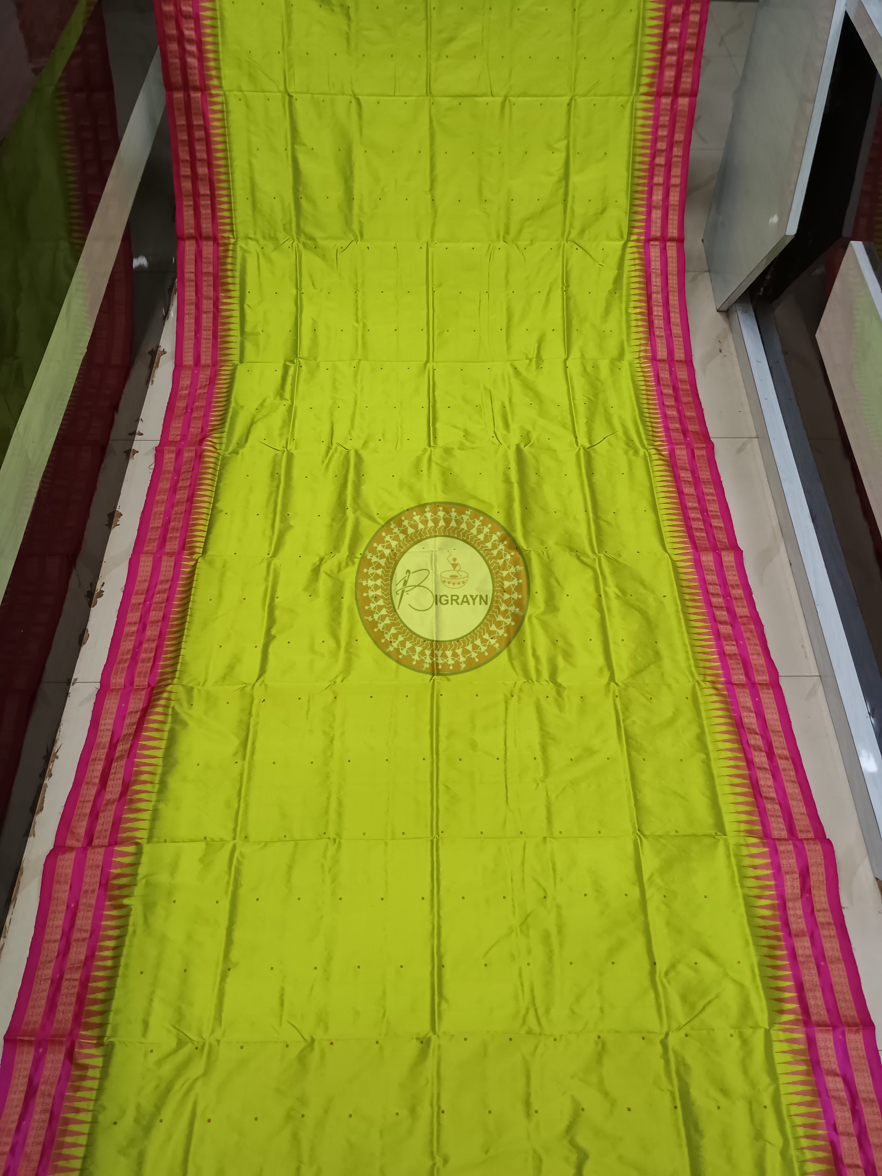 "Odisha Handloom Tissue Silk Saree with shimmering texture, elegant zari border, and lightweight drape, handcrafted by artisans"