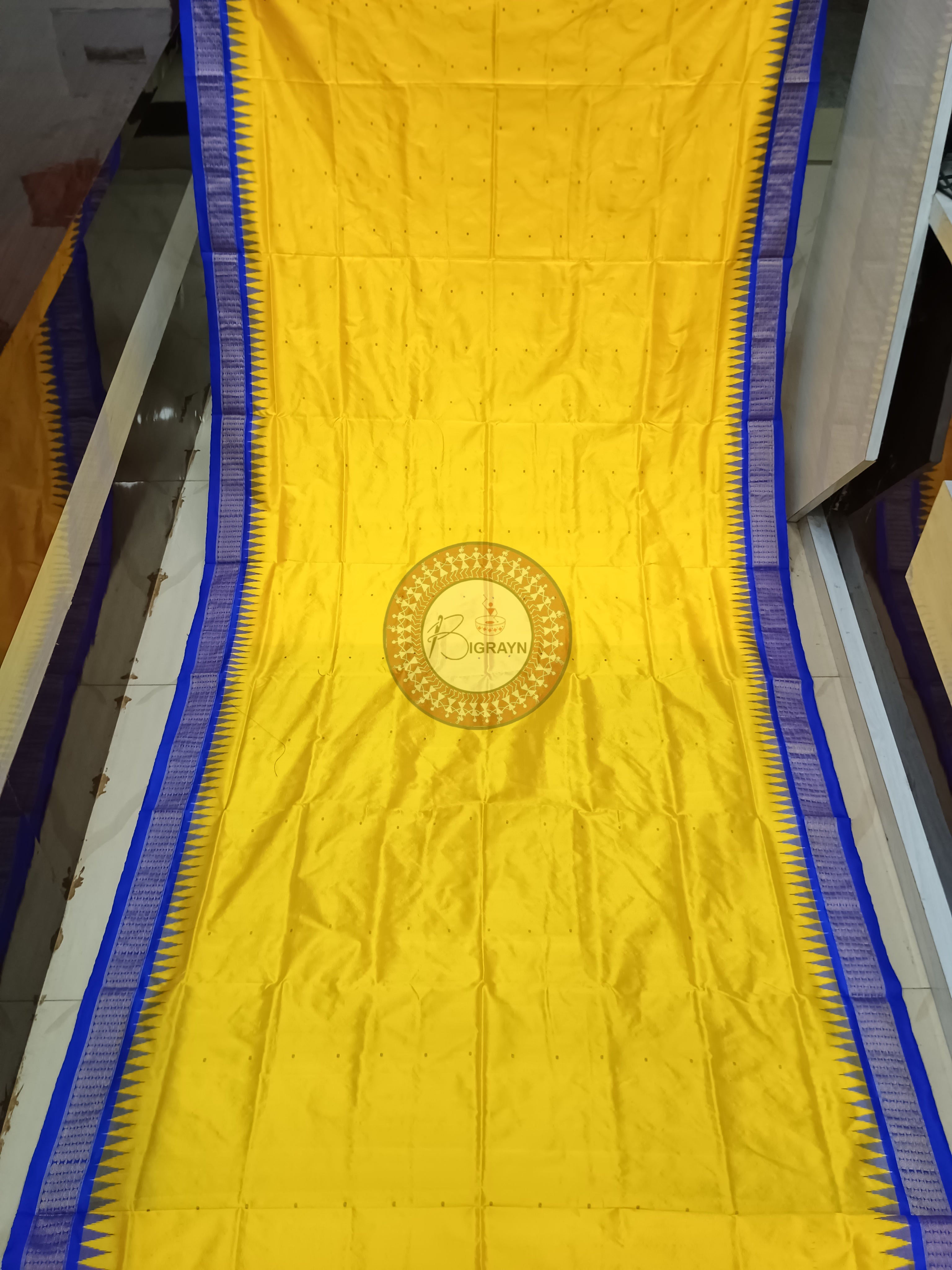 "Odisha Handloom Tissue Silk Saree with shimmering texture, elegant zari border, and lightweight drape, handcrafted by artisans"