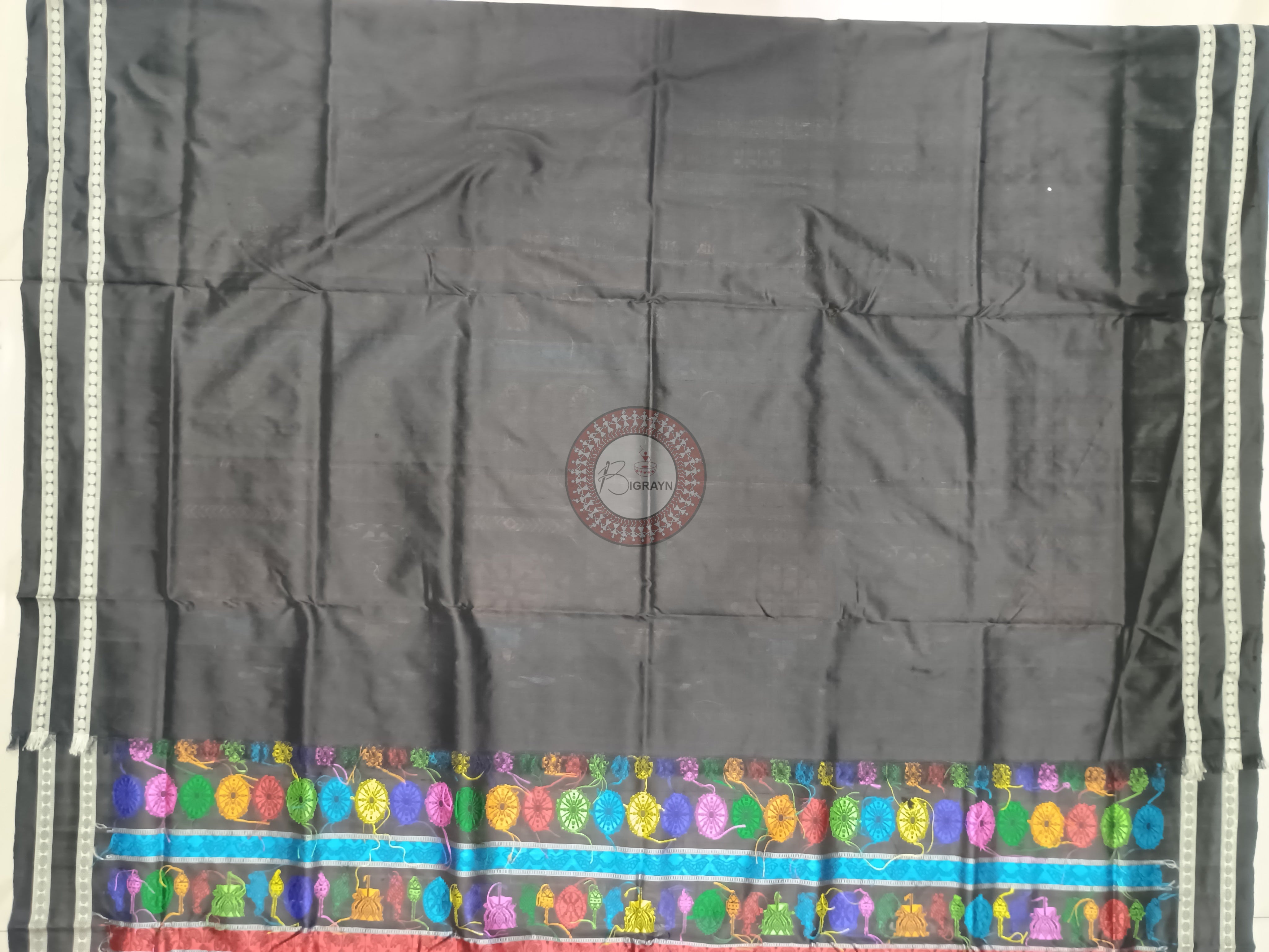 Red Black Neela Chakra Sambalpuri Silk Saree