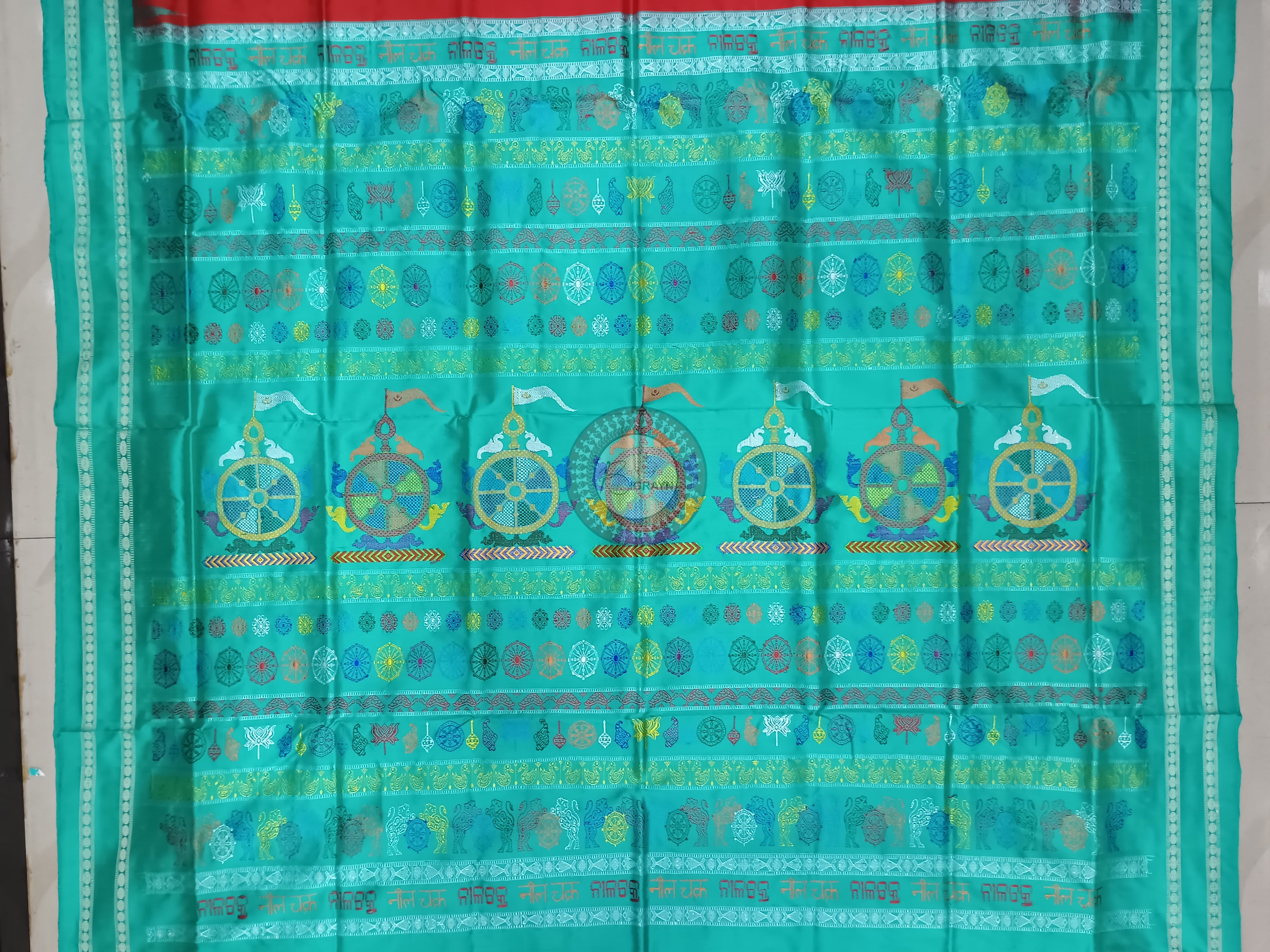 Red Sea Green Neela Chakra Sambalpuri Silk Saree