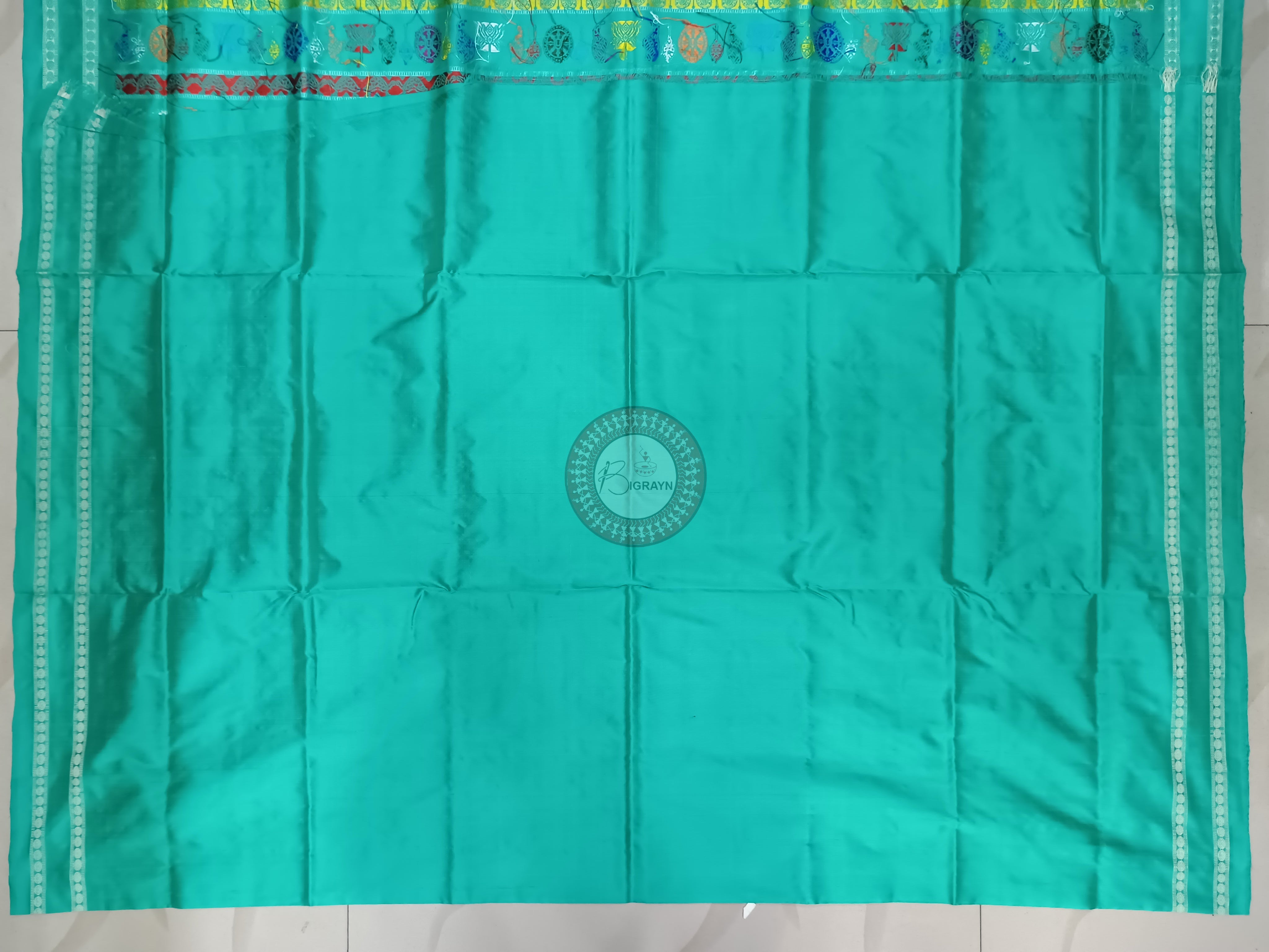 Red Sea Green Neela Chakra Sambalpuri Silk Saree