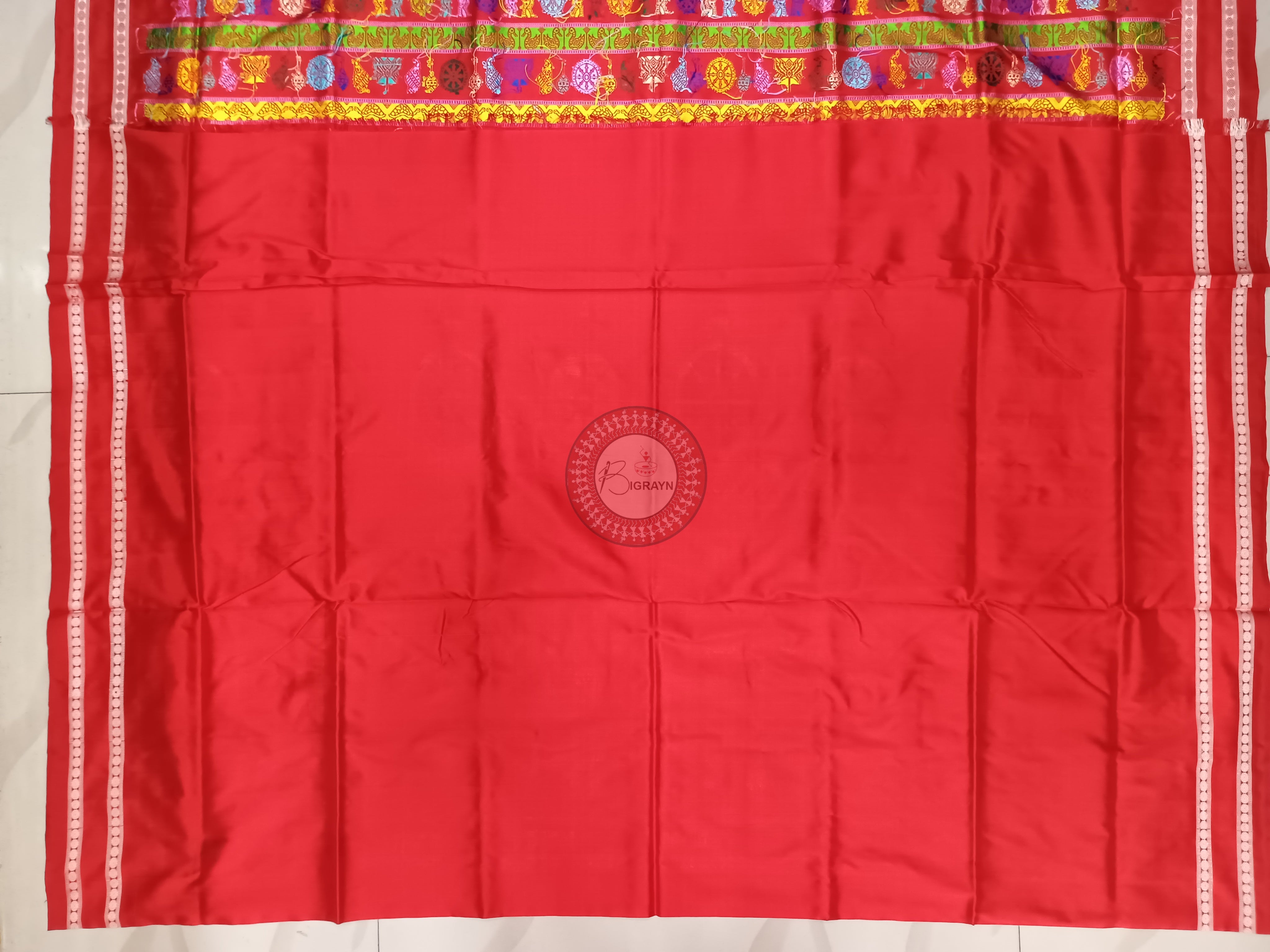 Black Red Neela Chakra Sambalpuri Silk Saree