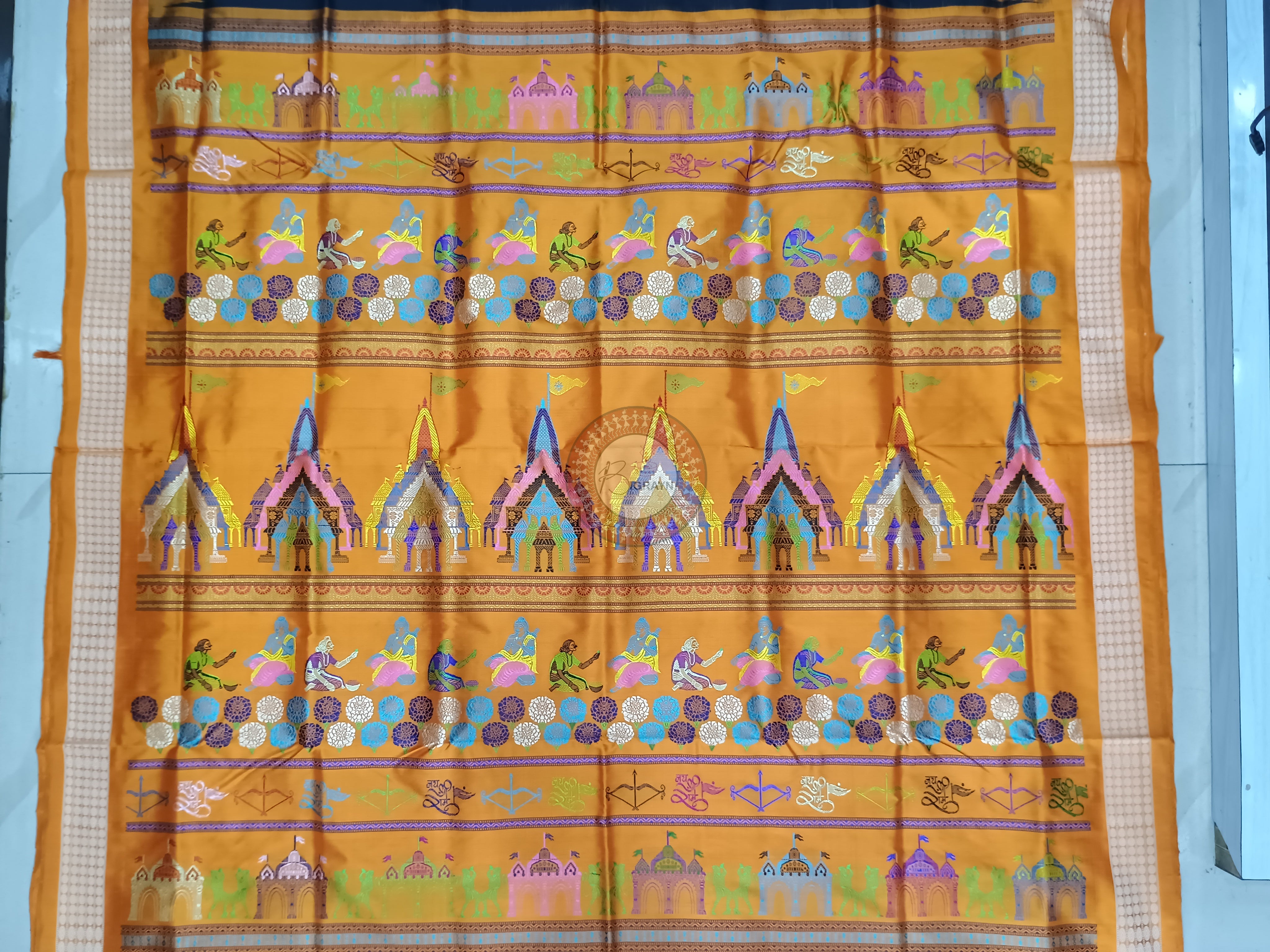 Black Orange Sri Ram Exclusive Sambalpuri Silk Saree