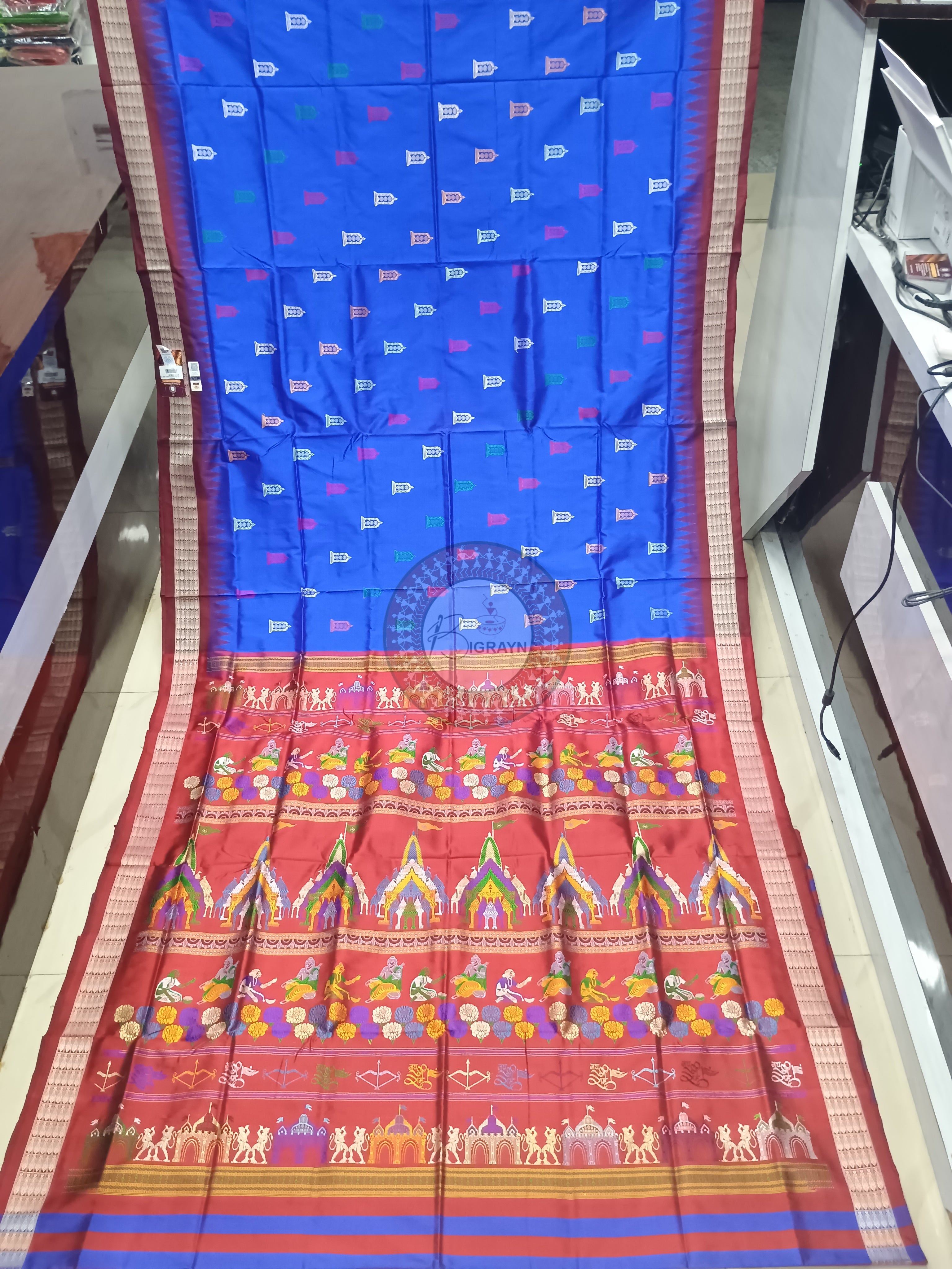 Blue Maroon Sri Ram Exclusive Sambalpuri Silk Saree
