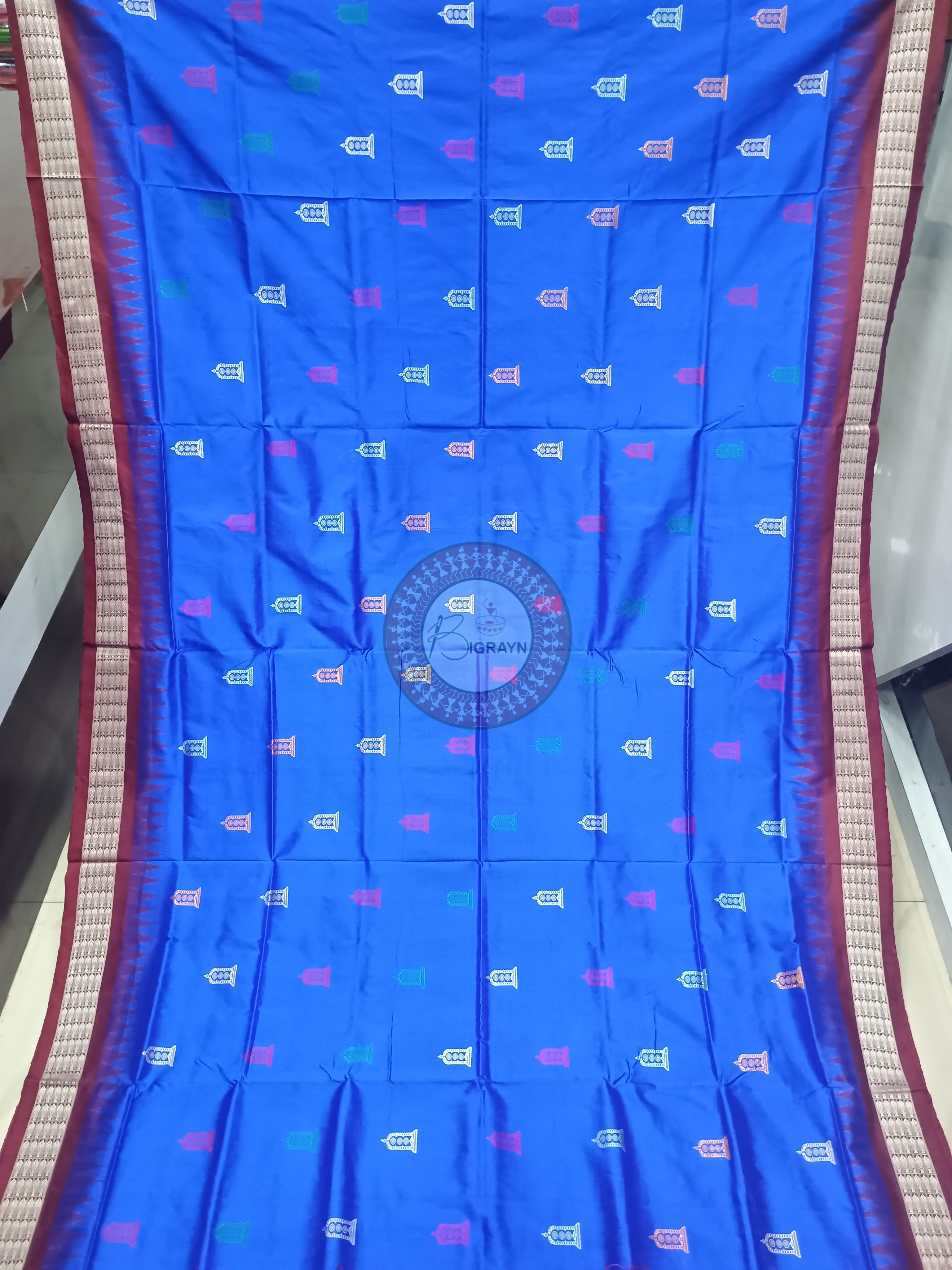 Blue Maroon Sri Ram Exclusive Sambalpuri Silk Saree