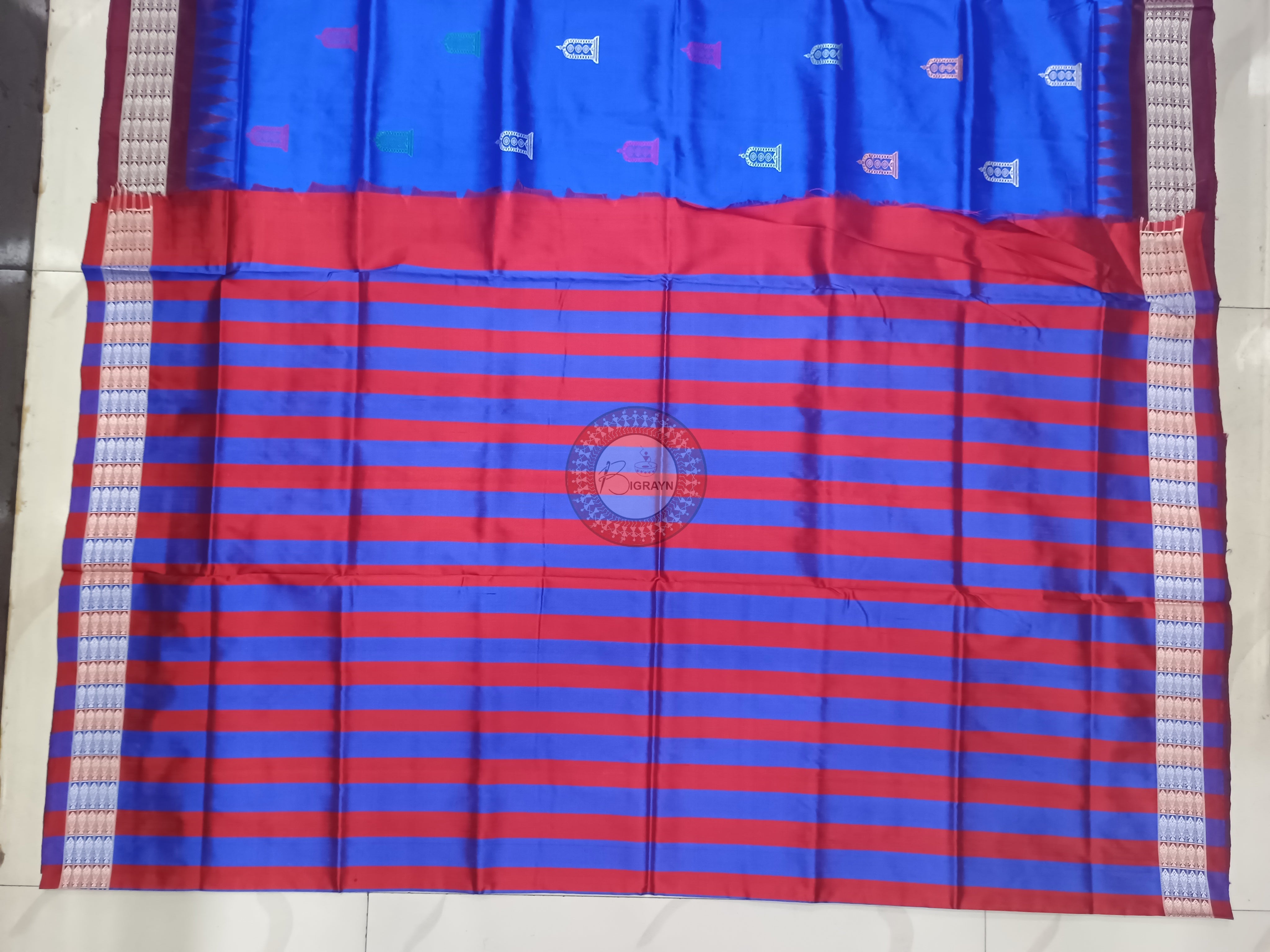 Blue Maroon Sri Ram Exclusive Sambalpuri Silk Saree