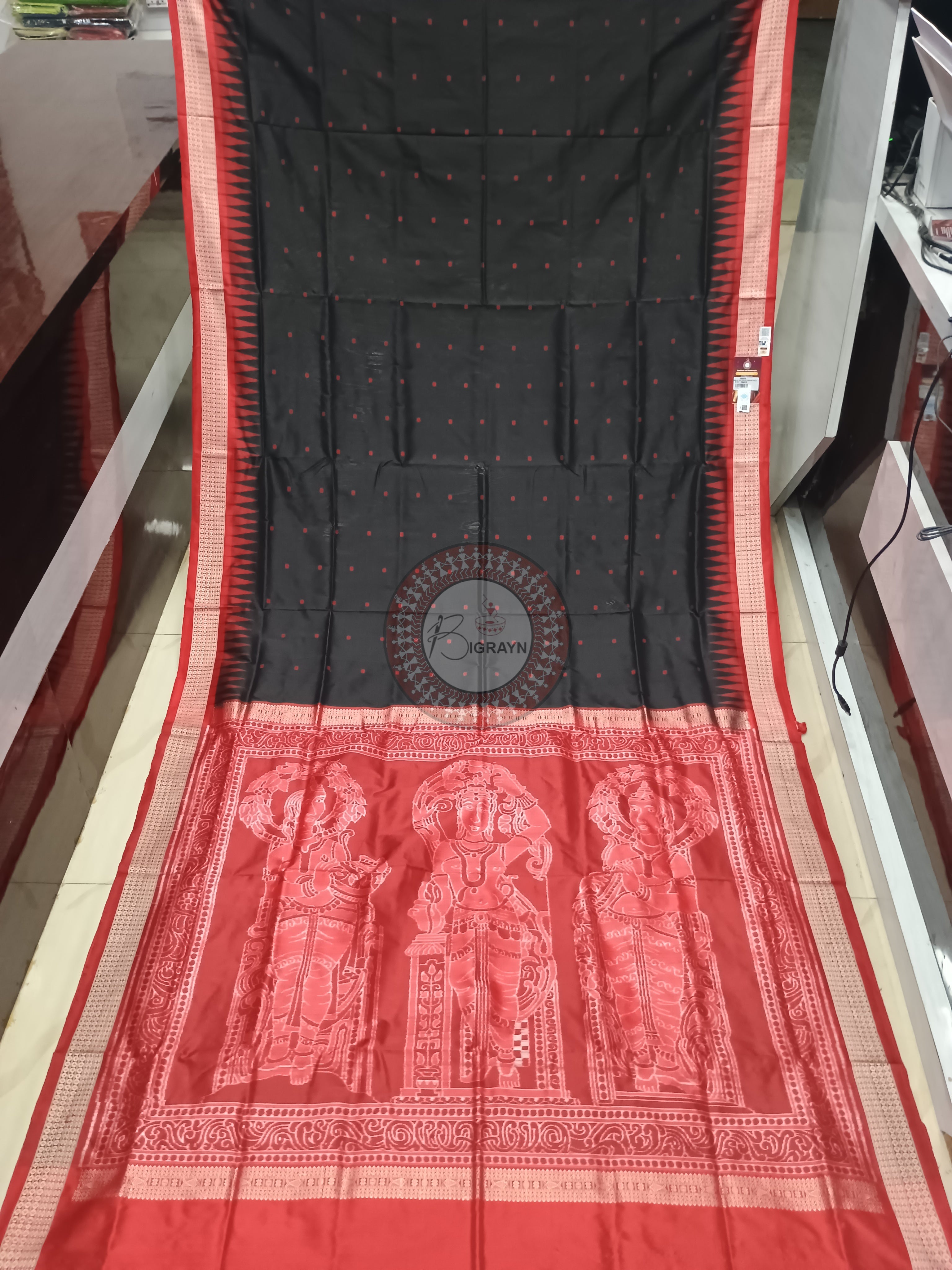 Black Red Nartaki Pallu Exclusive Sambalpuri Silk Saree