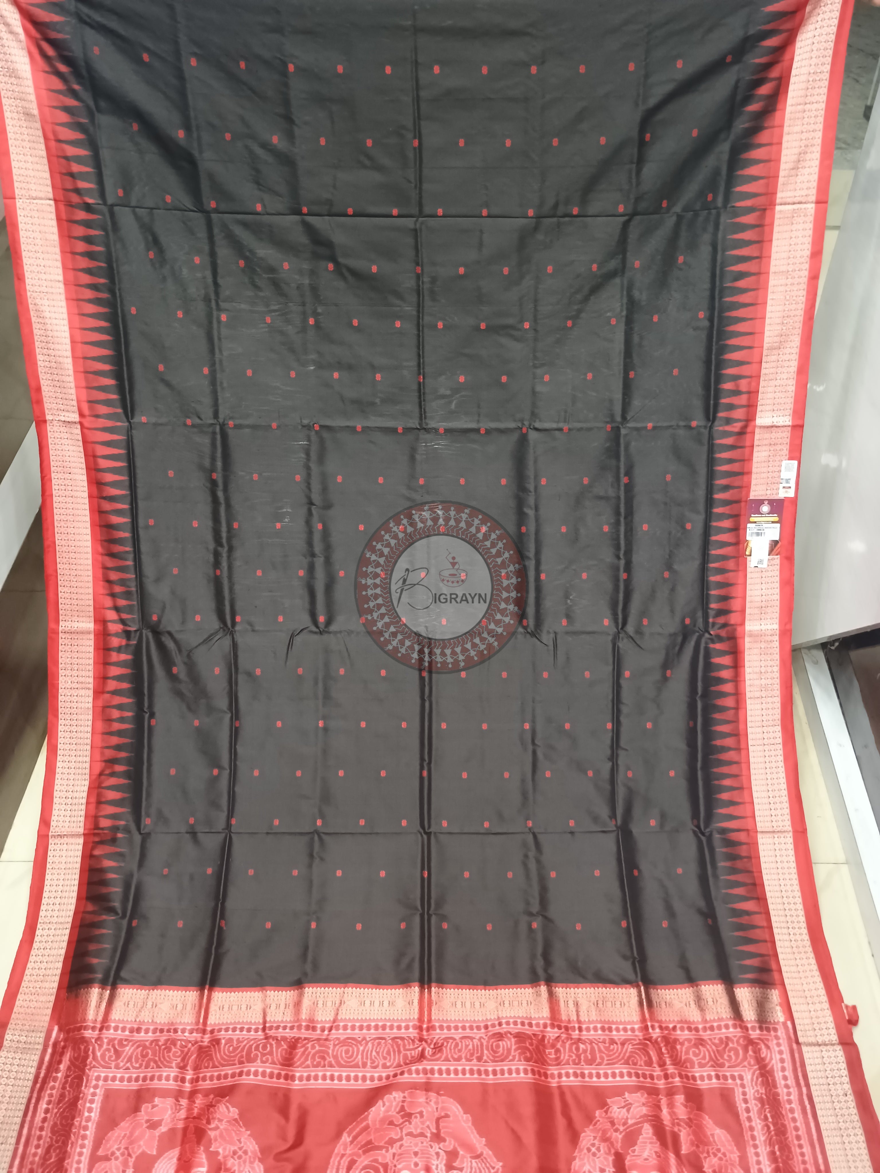 Black Red Nartaki Pallu Exclusive Sambalpuri Silk Saree