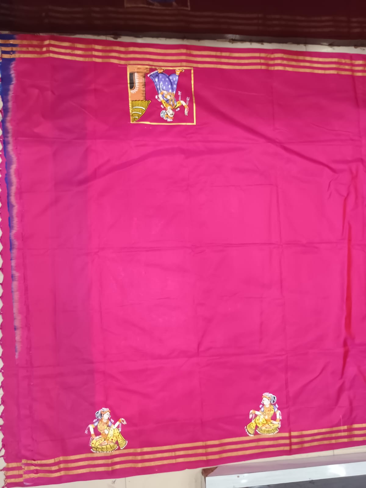 Magenta Small Box Boita Theme Pattachitra Kanjeeveram Silk Saree