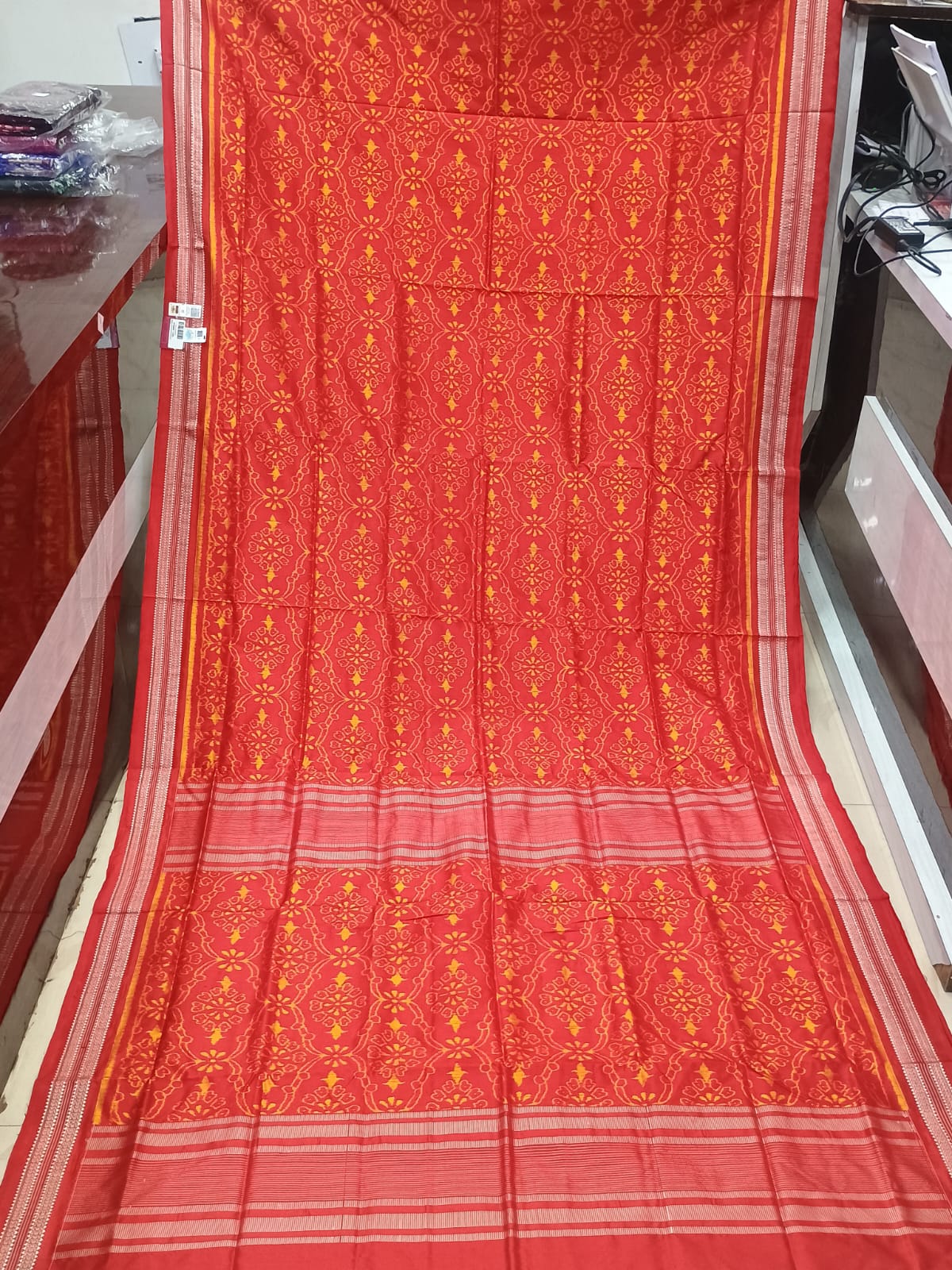 Royal Blue and White Handwoven Sambalpuri Vichitrapuri Pure Silk Saree