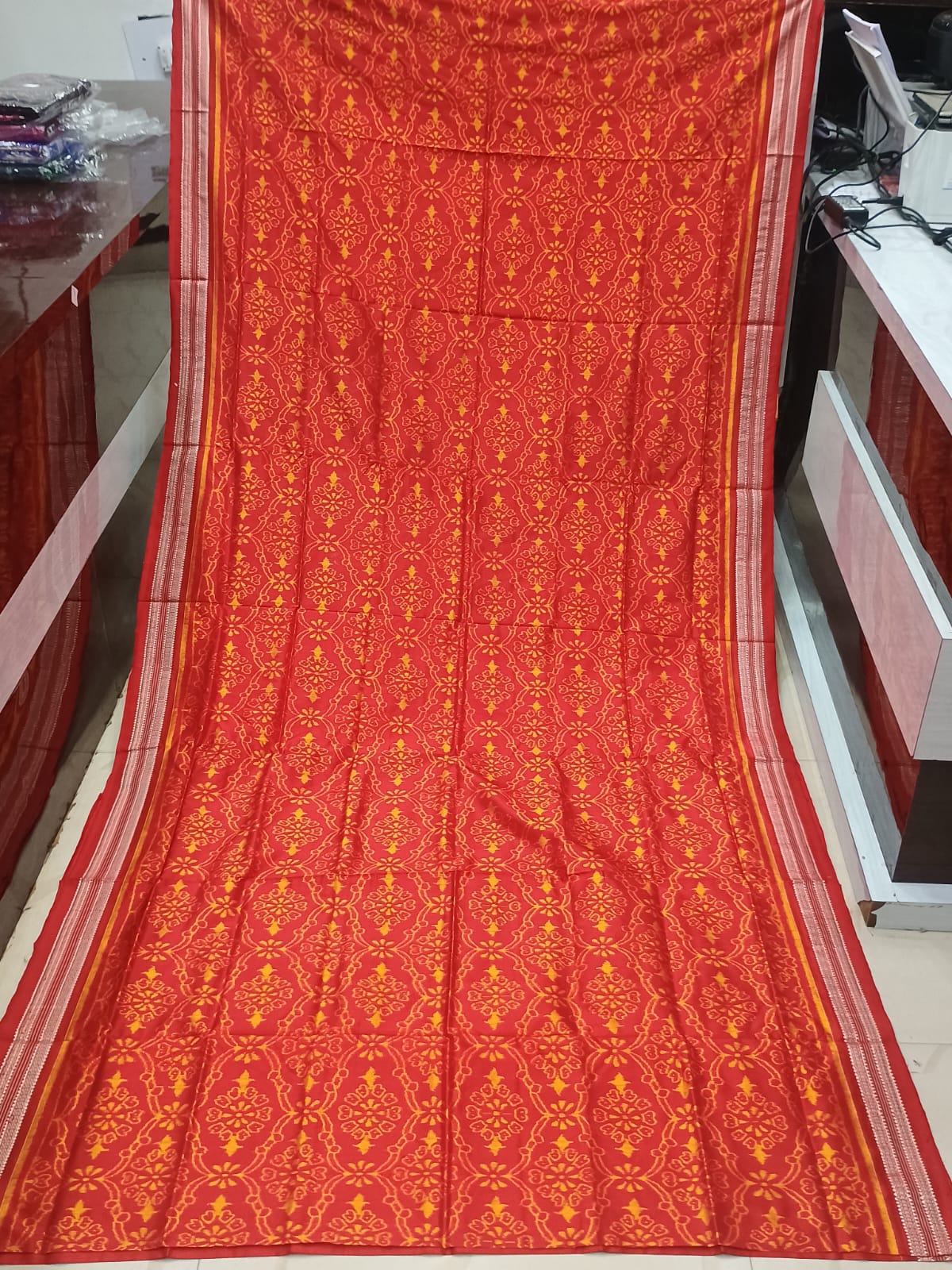 Royal Blue and White Handwoven Sambalpuri Vichitrapuri Pure Silk Saree