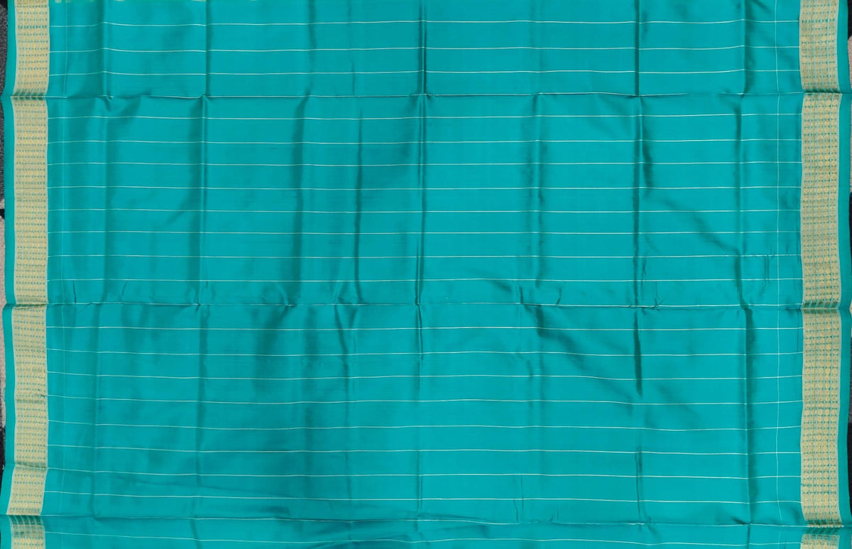 Rani Pink Sea Green Round Tribal Sambalpuri Half Tissue Silk Saree