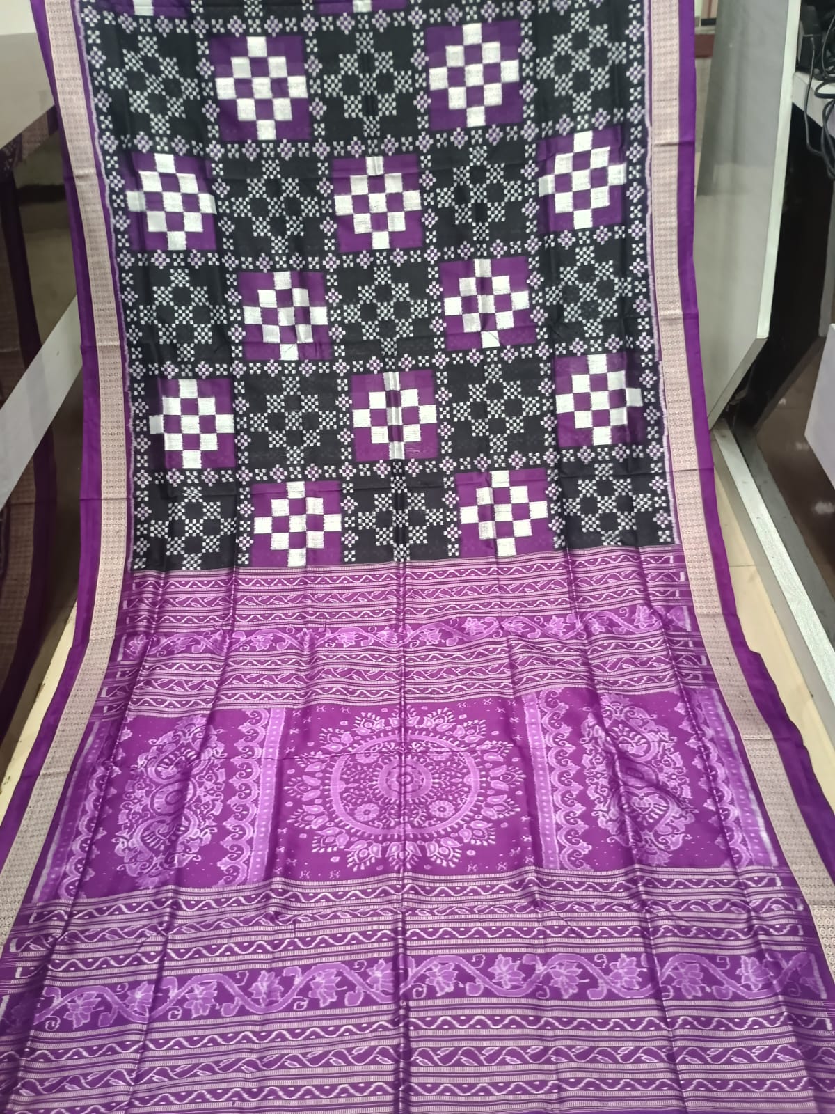 Black Purple 27 Kothi Pasapali Design Sambalpuri Silk Saree