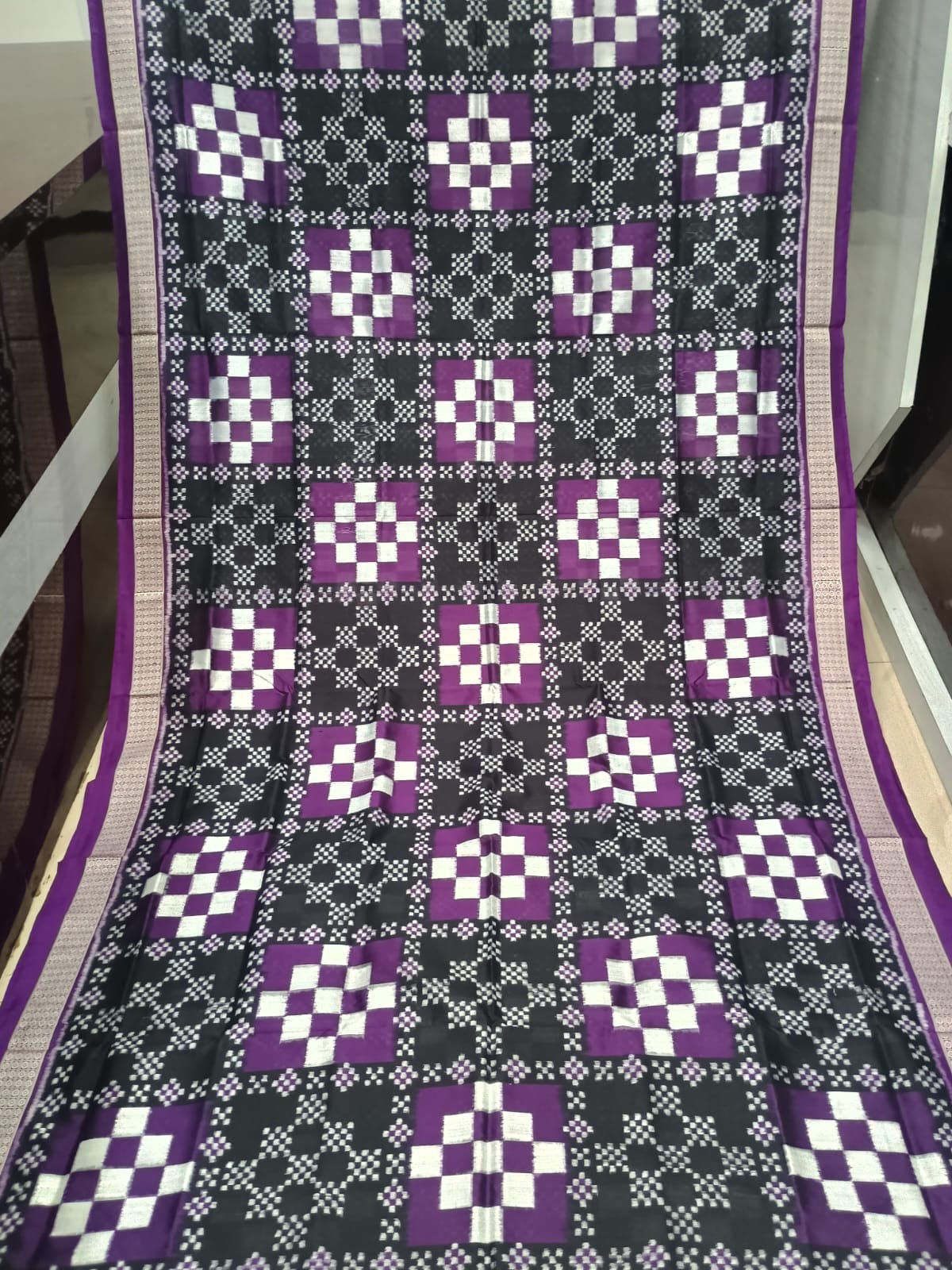 Black Purple 27 Kothi Pasapali Design Sambalpuri Silk Saree