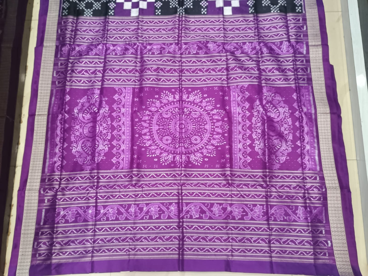 Black Purple 27 Kothi Pasapali Design Sambalpuri Silk Saree