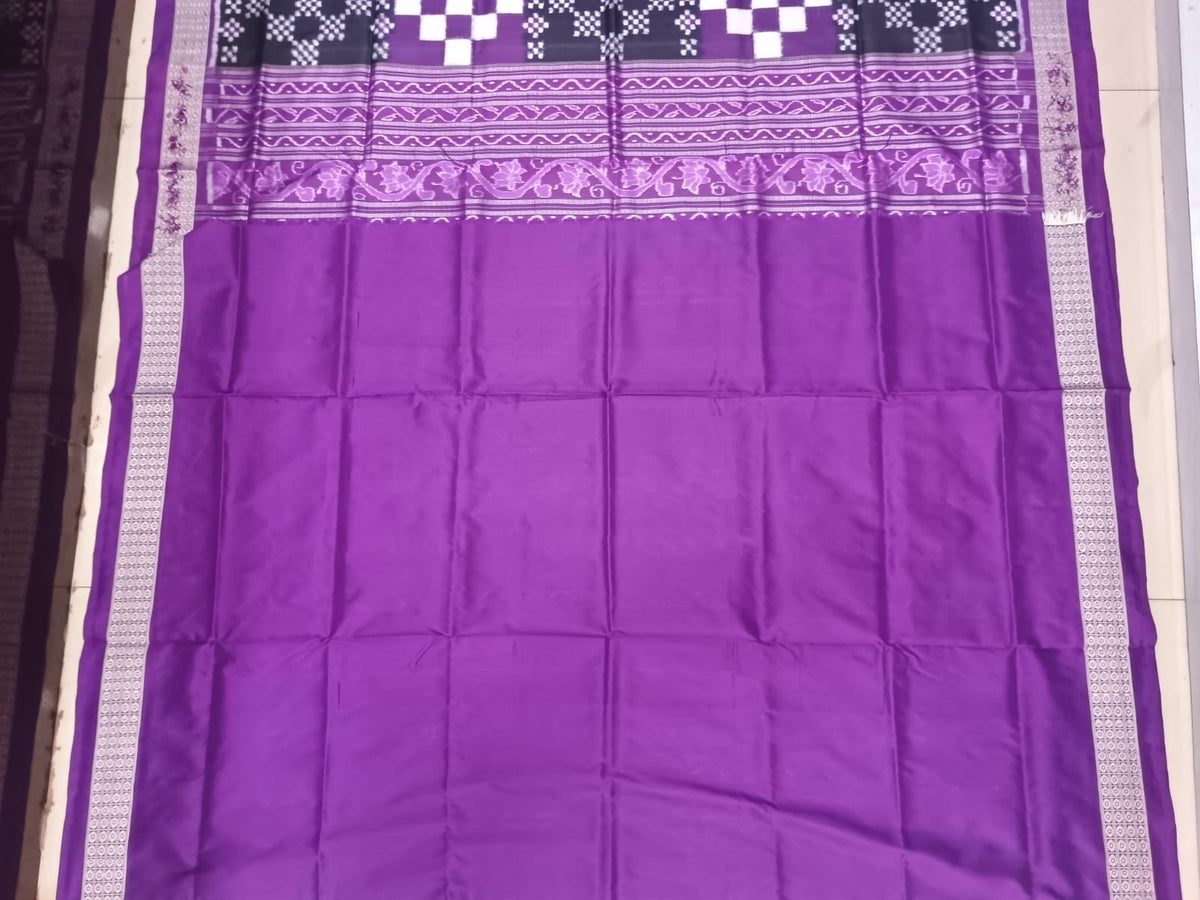Black Purple 27 Kothi Pasapali Design Sambalpuri Silk Saree