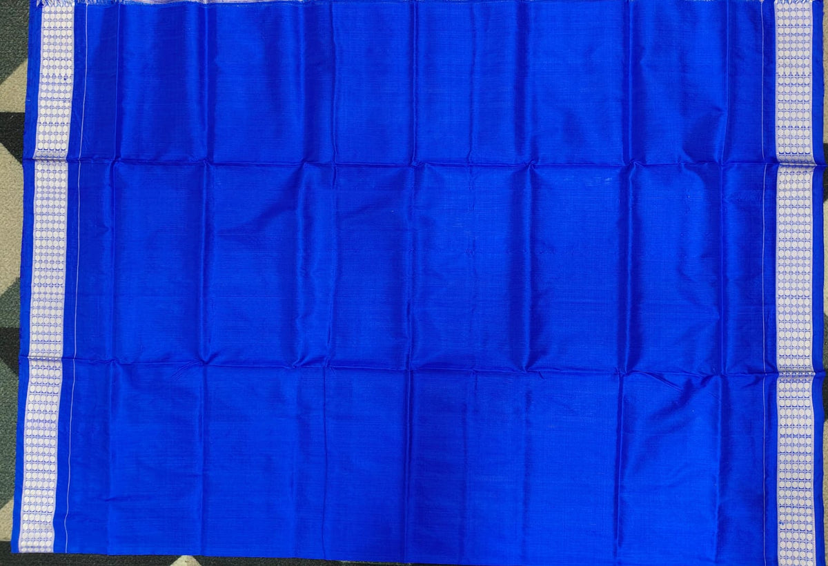 Sea Green Blue Tribal And Tree Design Sambalpuri Silk Saree