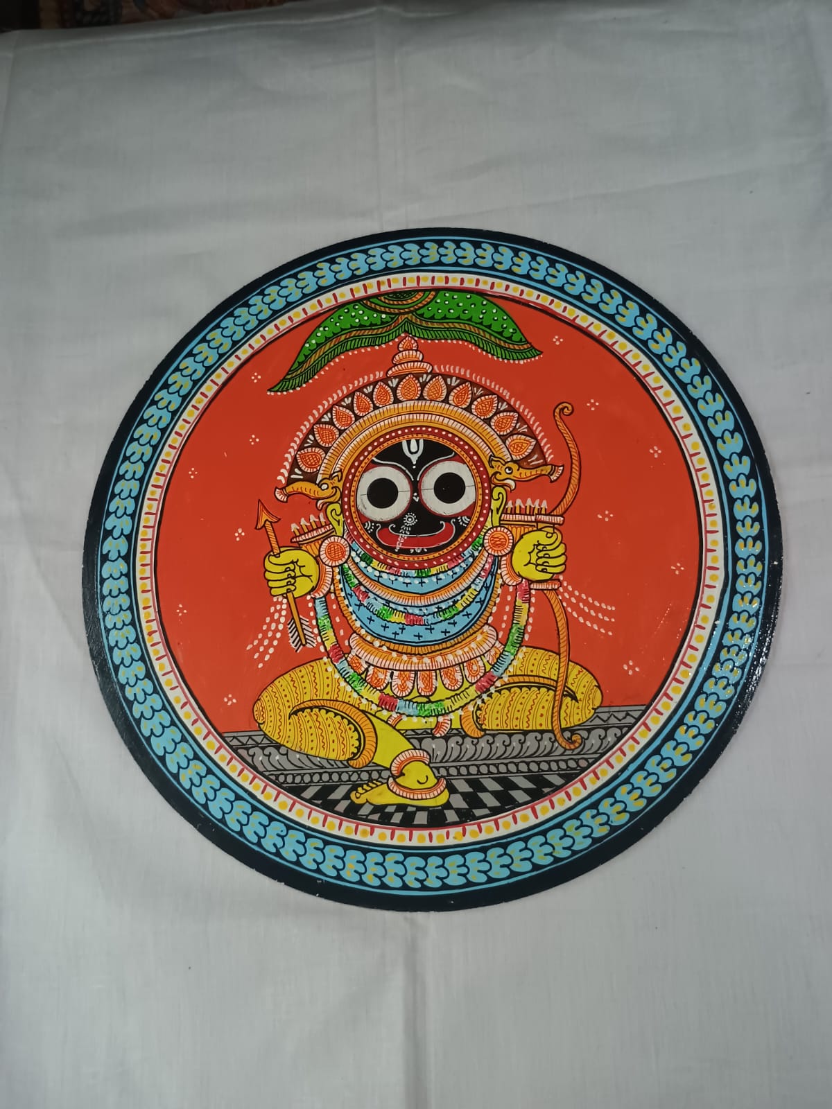 Hand-Painted Lord Jagannath Raghunatha Besha Pattachitra Wooden Wall Plate | Odisha Traditional Art