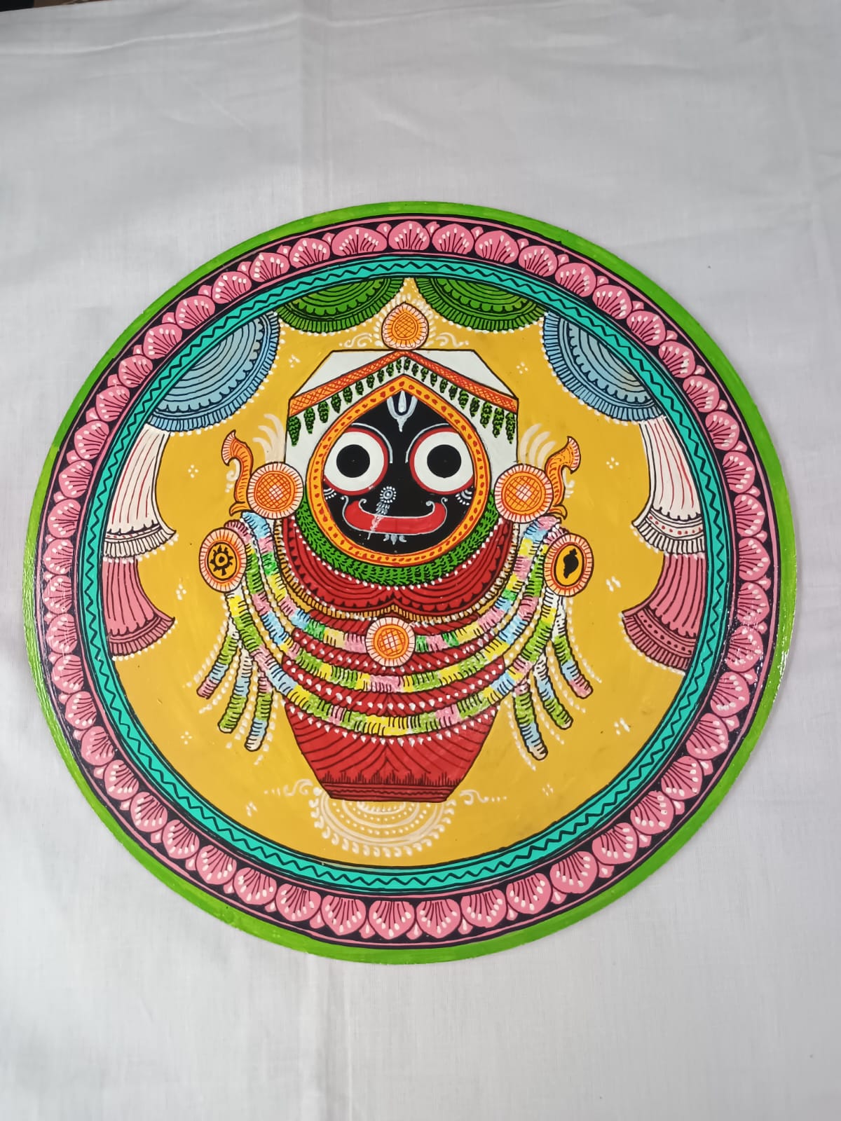 Hand-Painted Lord Jagannath Suna Besha Pattachitra Wooden Wall Plate | Odisha Traditional Art
