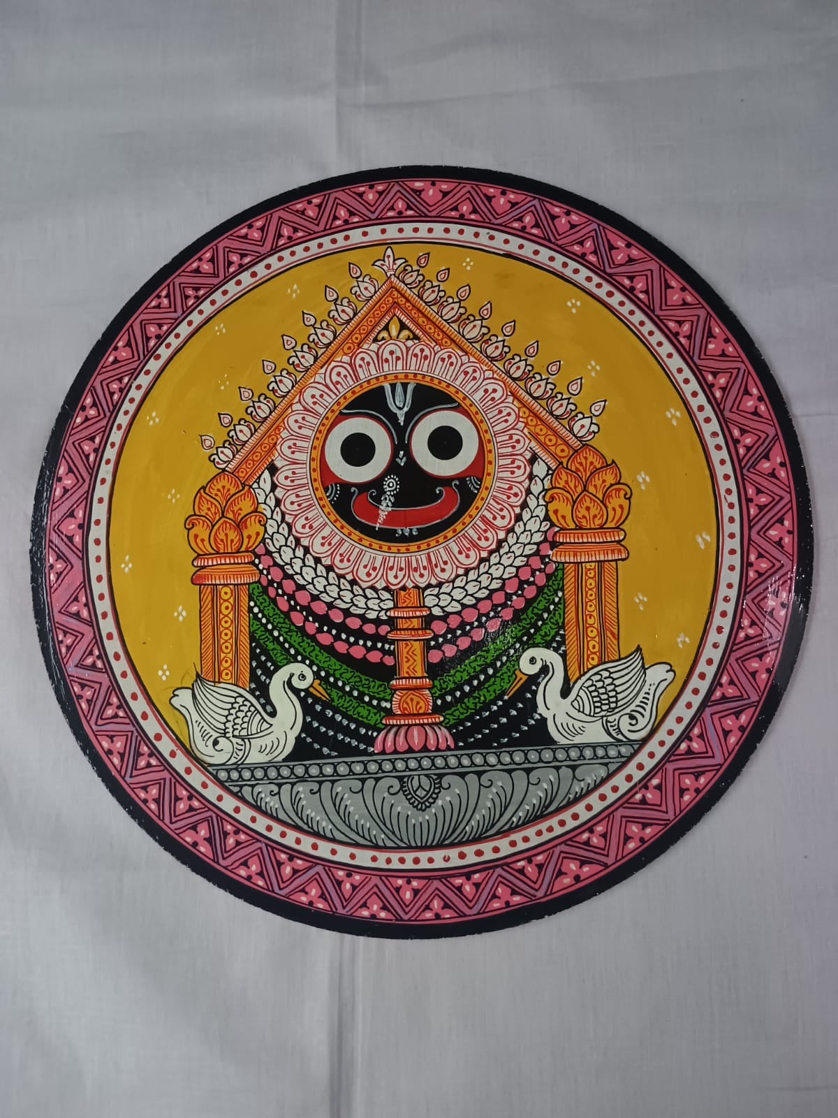 Hand-Painted Lord Jagannath Padma Besha Pattachitra Wooden Wall Plate | Odisha Traditional Art