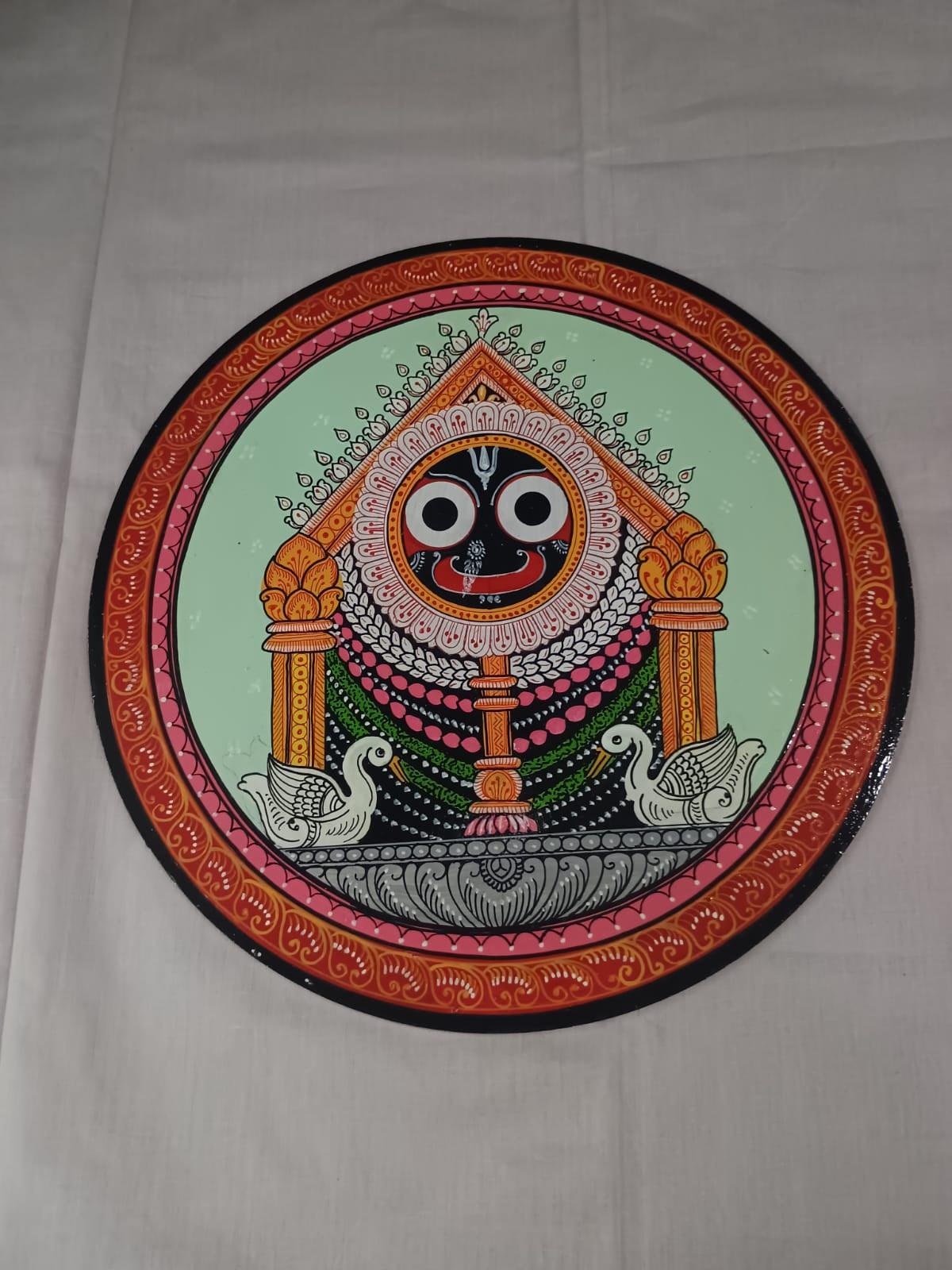 Hand-Painted Lord Jagannath Padma Besha Pattachitra Wooden Wall Plate | Odisha Traditional Art