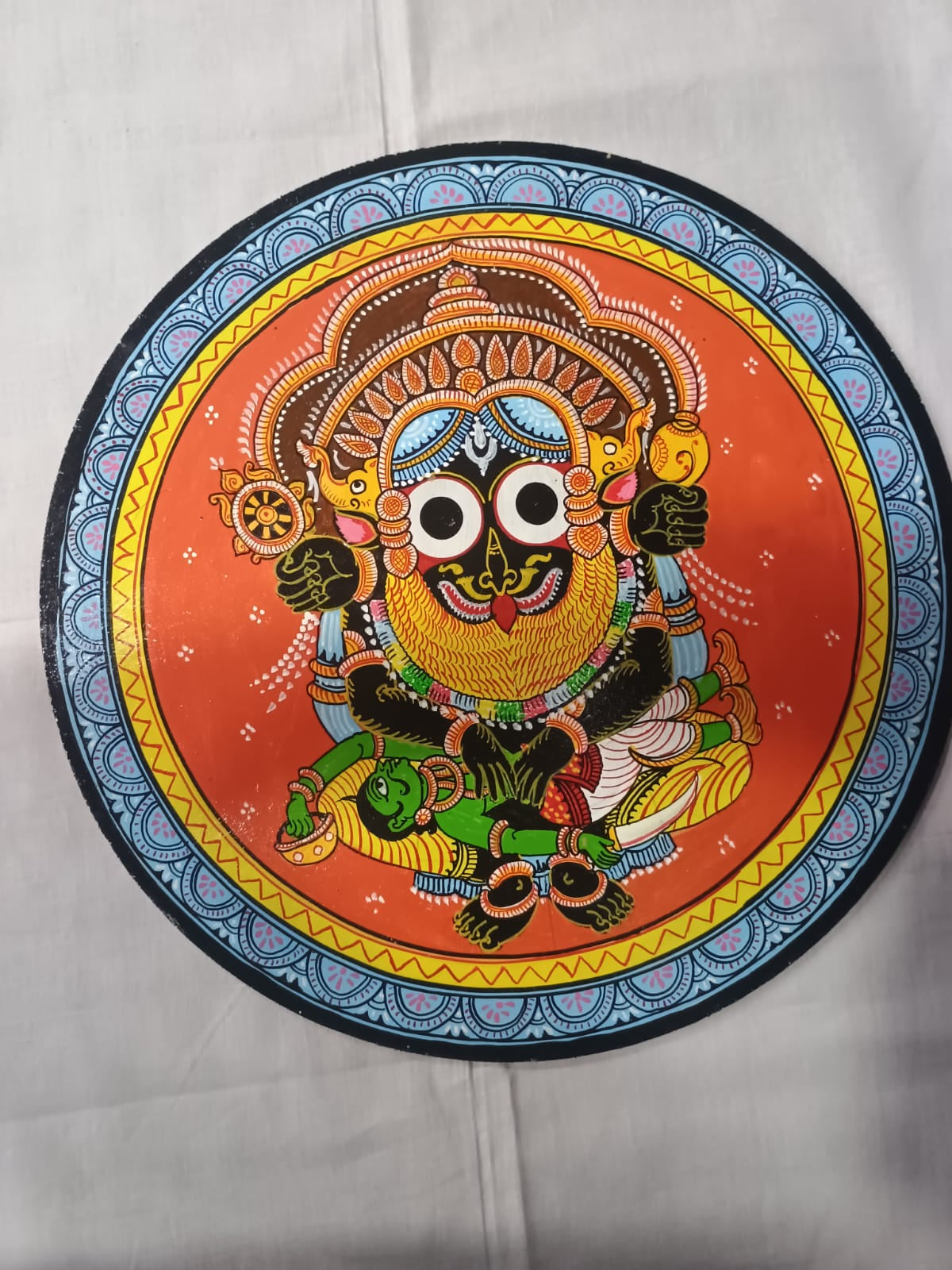 Hand-Painted Lord Jagannath Narasimha Besha Pattachitra Wooden Wall Plate | Odisha Traditional Art