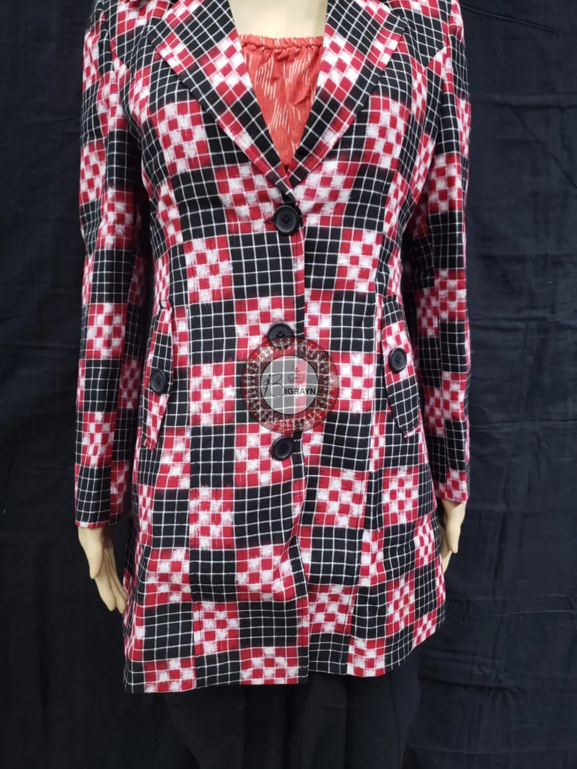 Black Checks Red Pasapali Women’s Blazer